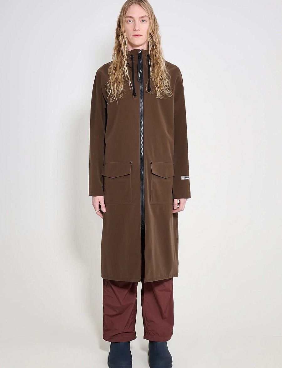 Stutterheim - Stockholm Long Patch Matte Dark Brown - vihmamantlid - dark brown - 0