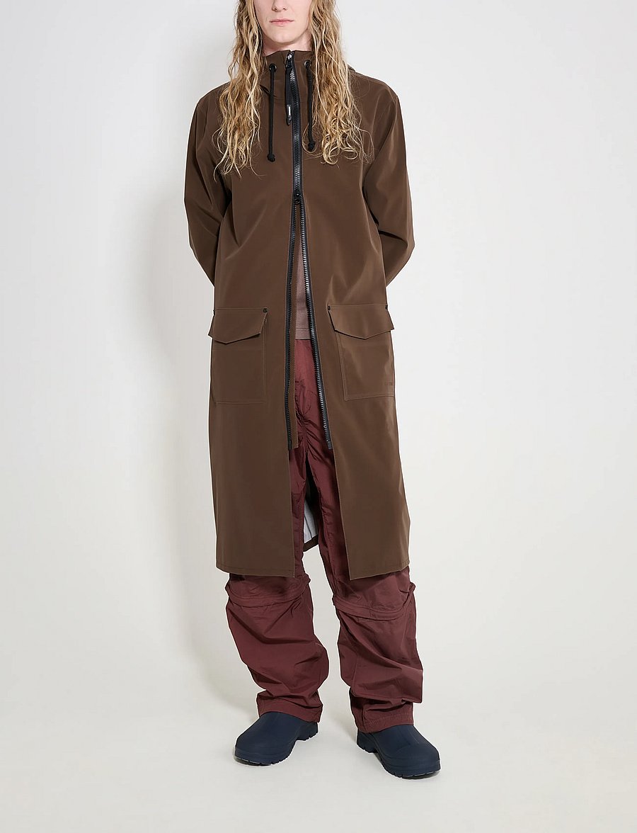 Stutterheim - Stockholm Long Patch Matte Dark Brown - vihmamantlid - dark brown - 5