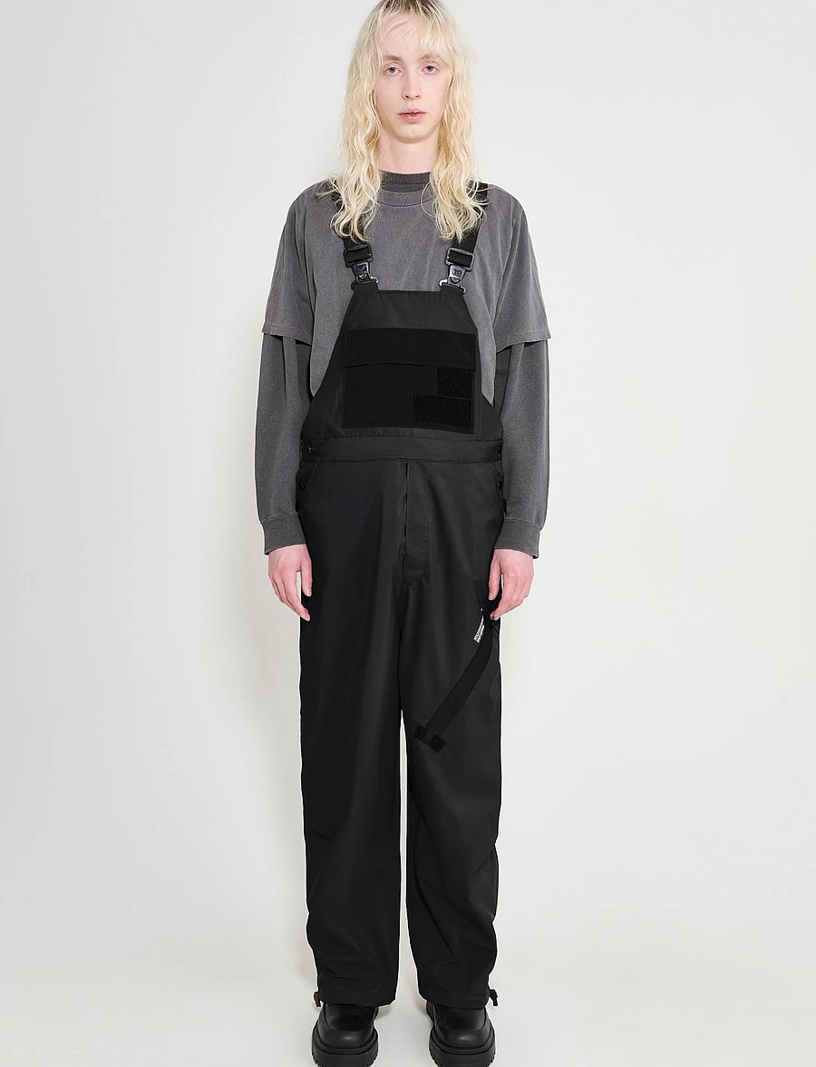 Stutterheim - Space Bib Trouser Matte Black - cargobyxor - black - 0