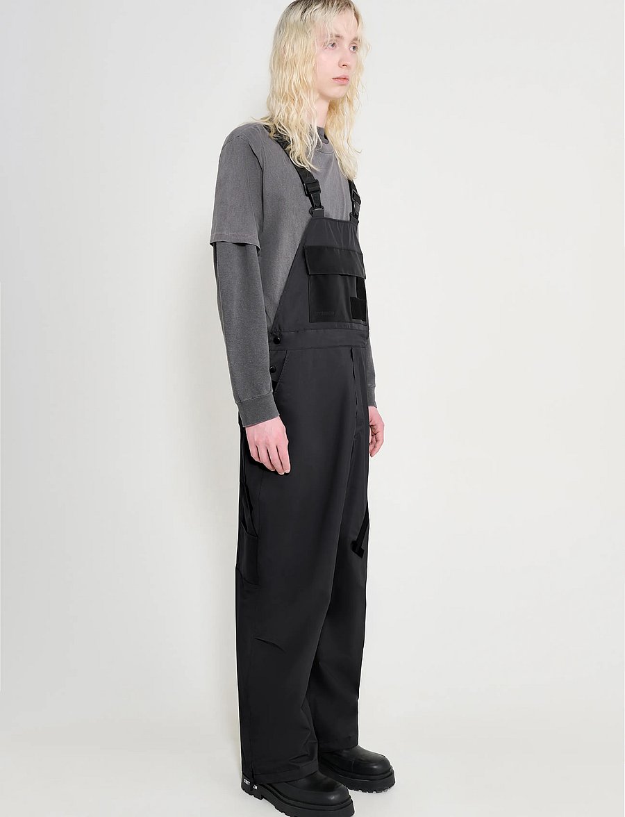 Stutterheim - Space Bib Trouser Matte Black - cargobyxor - black - 3