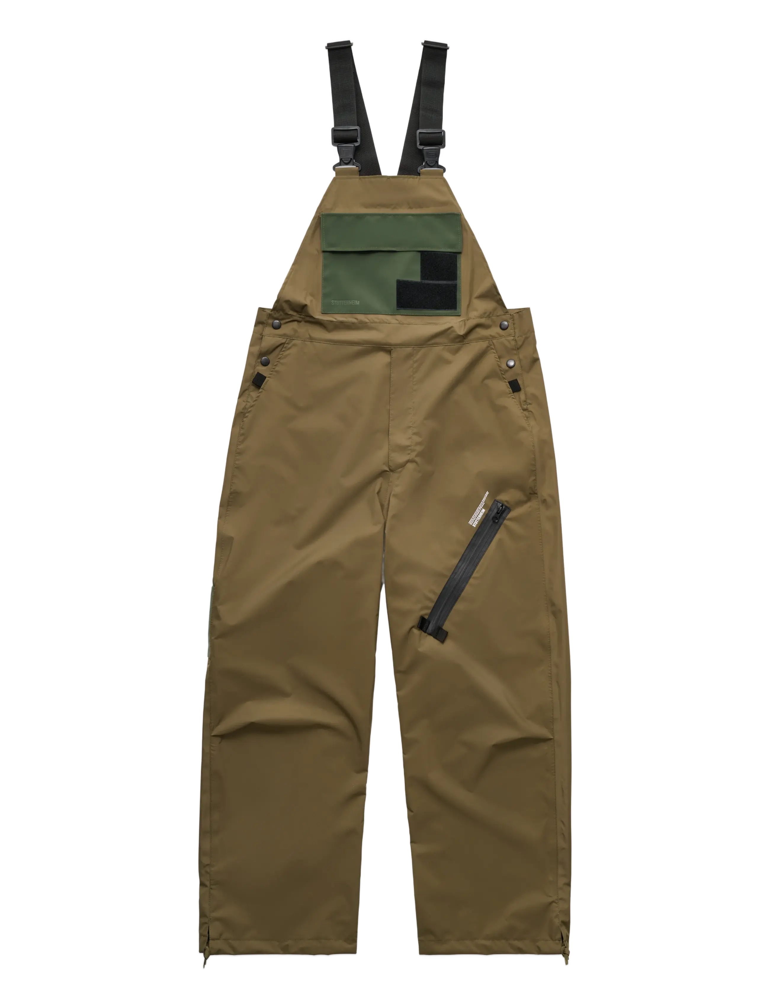 Stutterheim - Space Bib Trouser Matte Green - cargobyxor - green - 1