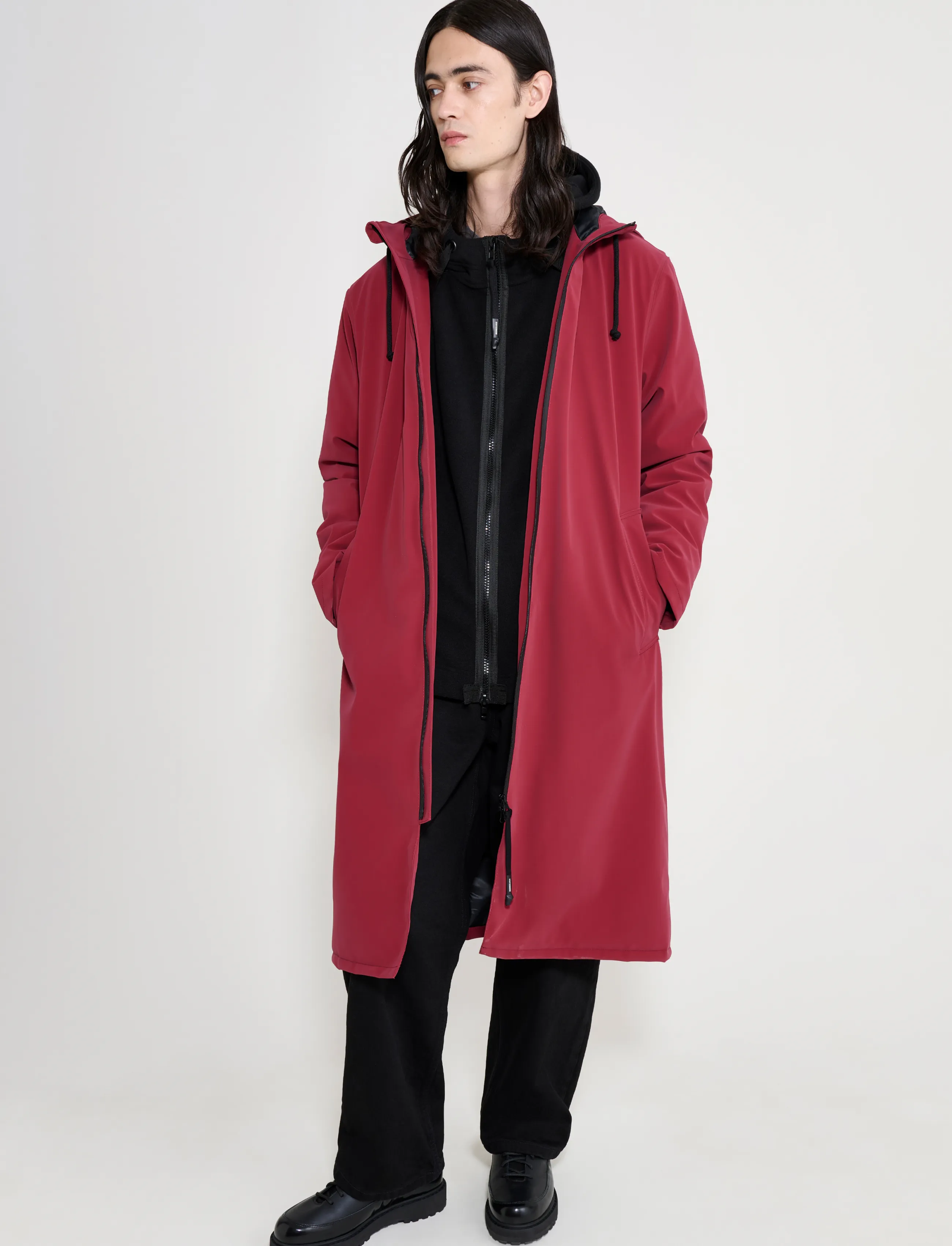 Stutterheim Stockholm Long Winter Matte Burgundy, Kvinder, Lang Vinter Hættefrakke, Bordeaux, Str: XL