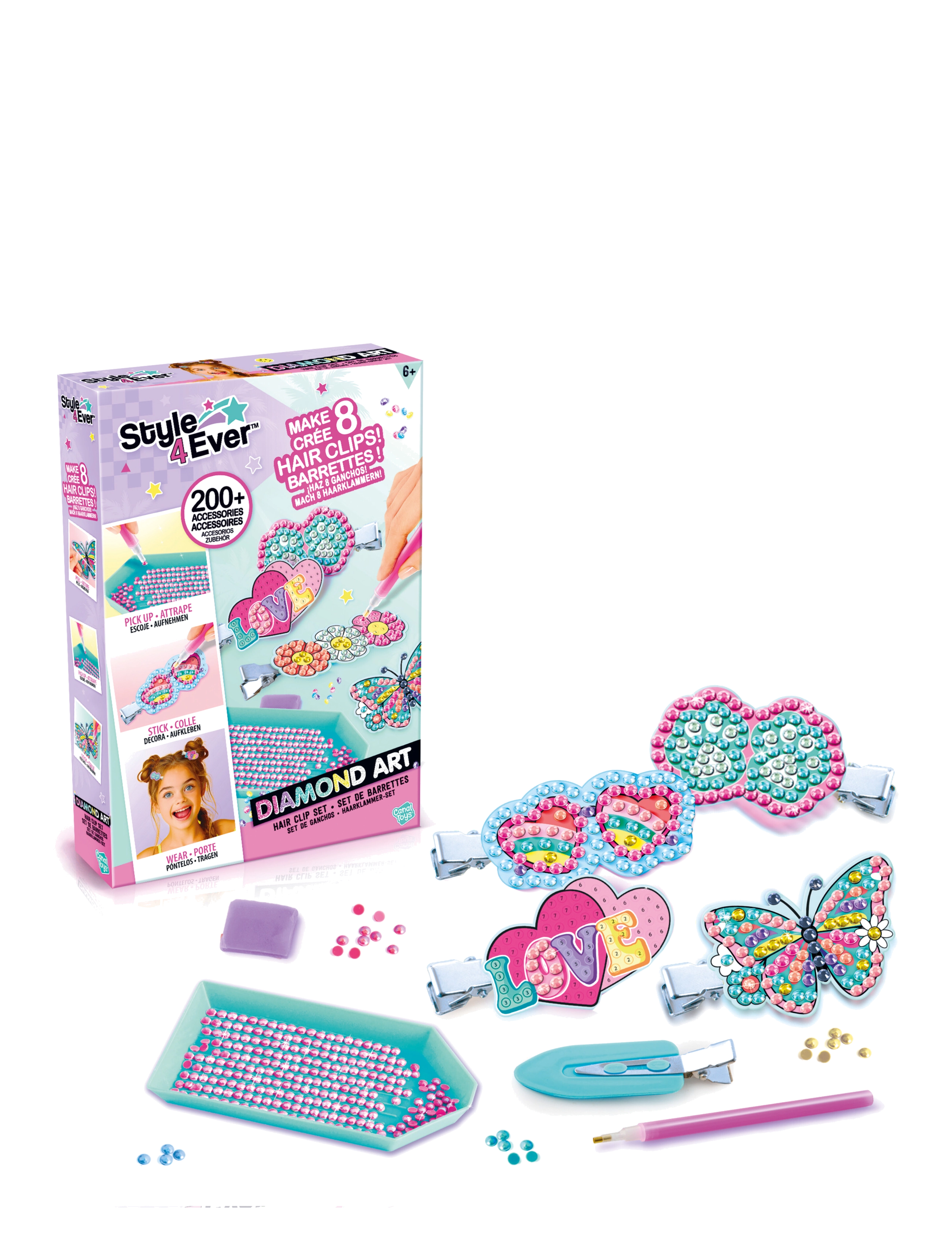 Style 4 Ever Style 4 Ever Diamond Art Hair Clip Set, One Size, Multi/patterned, Håndværk > Smykker & Tilbehør, Børn