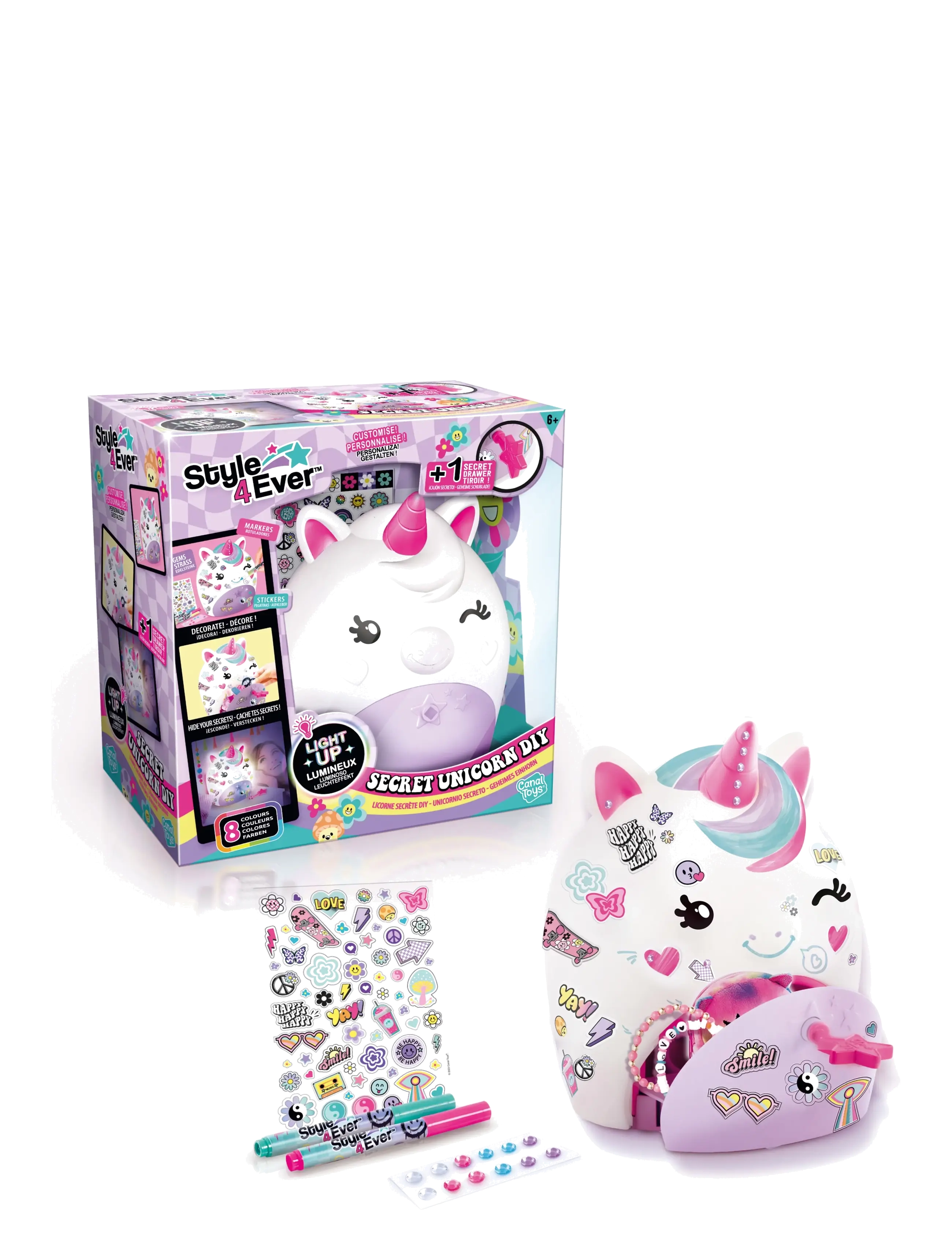 Style 4 Ever STYLE 4 EVER Secret Deco DIY Unicorn Lamp - Hobbyartikler - MULTICOLOR / multi