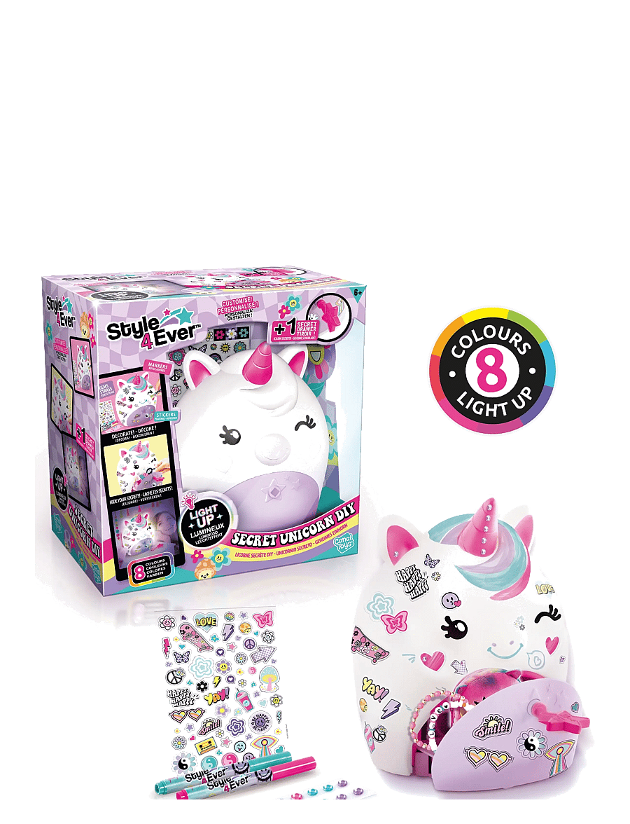 Style 4 Ever - STYLE 4 EVER Secret Deco DIY Unicorn Lamp - föndursett - multicolor - 4