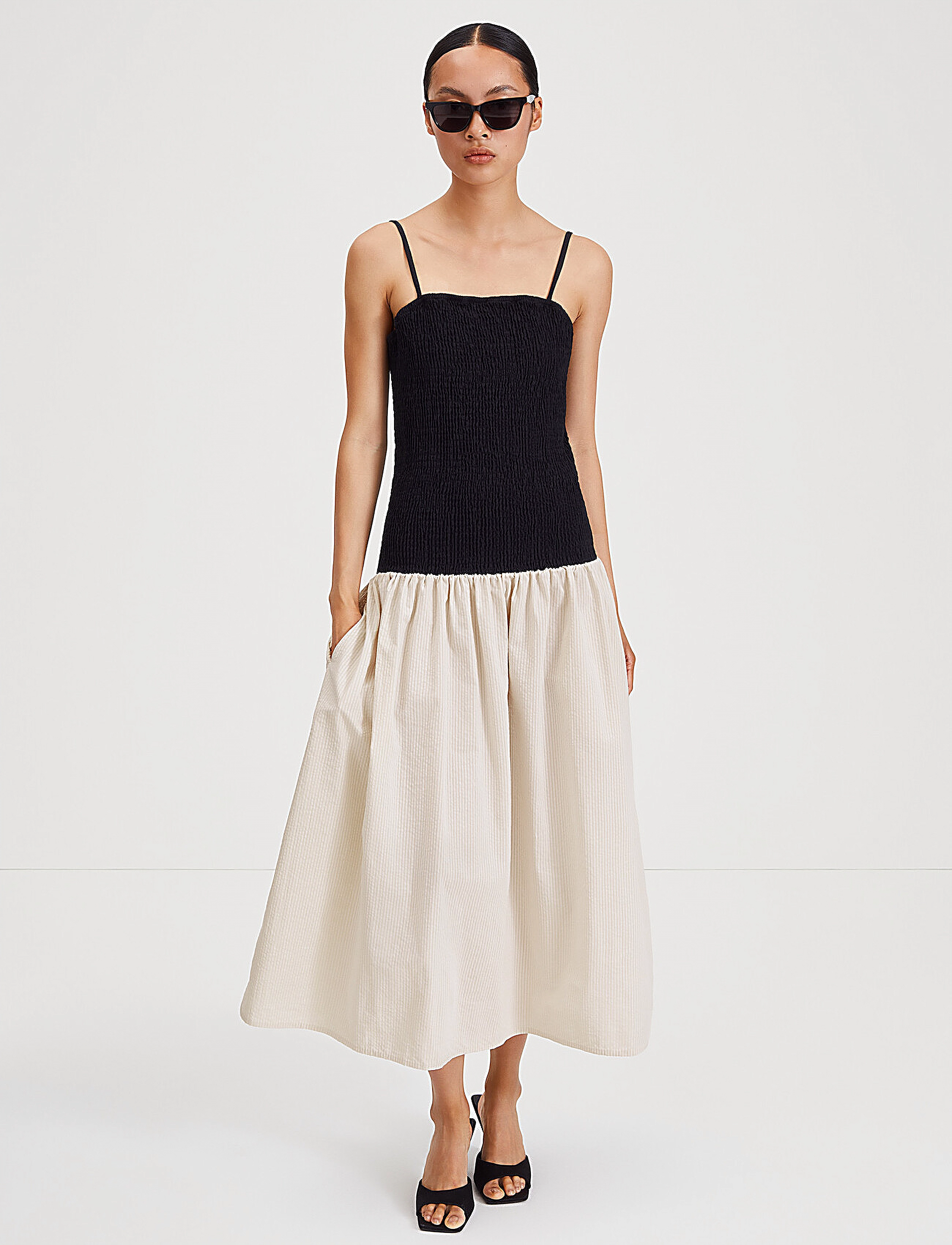 Stylein MARTELLI DRESS - Modern femininity - BLACK / BEIGE STRIPE / black