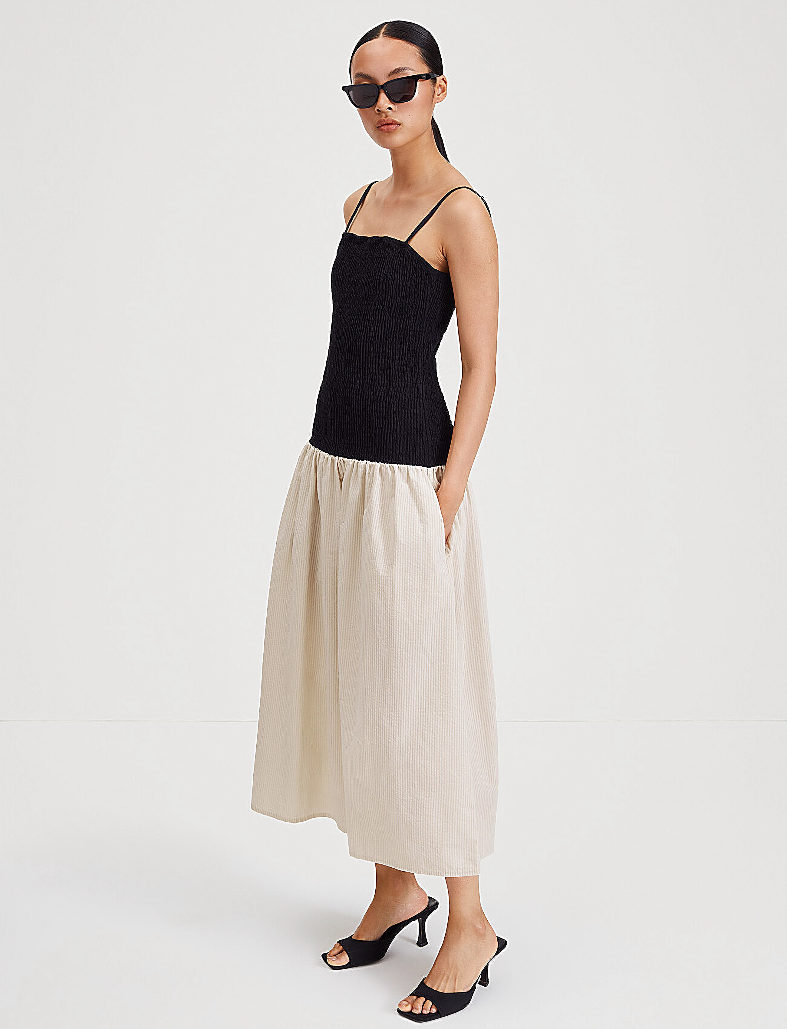 Stylein - MARTELLI DRESS - midi kjoler - black / beige stripe - 3