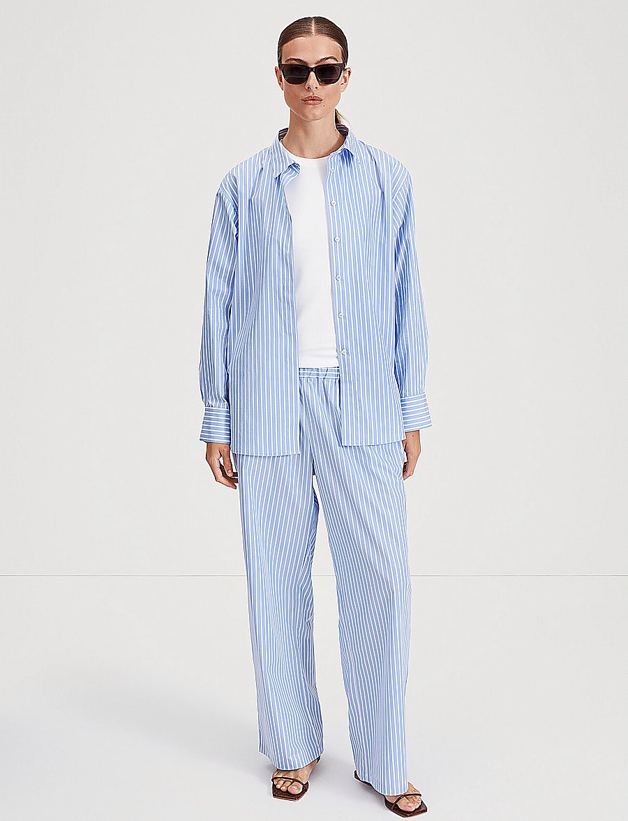 Stylein - JESSIE TROUSERS - bukser med brede ben - blue/white stripe - 0