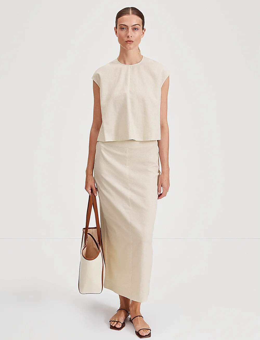 Stylein - SARONNO SKIRT - midi kjolar - raw linen - 0