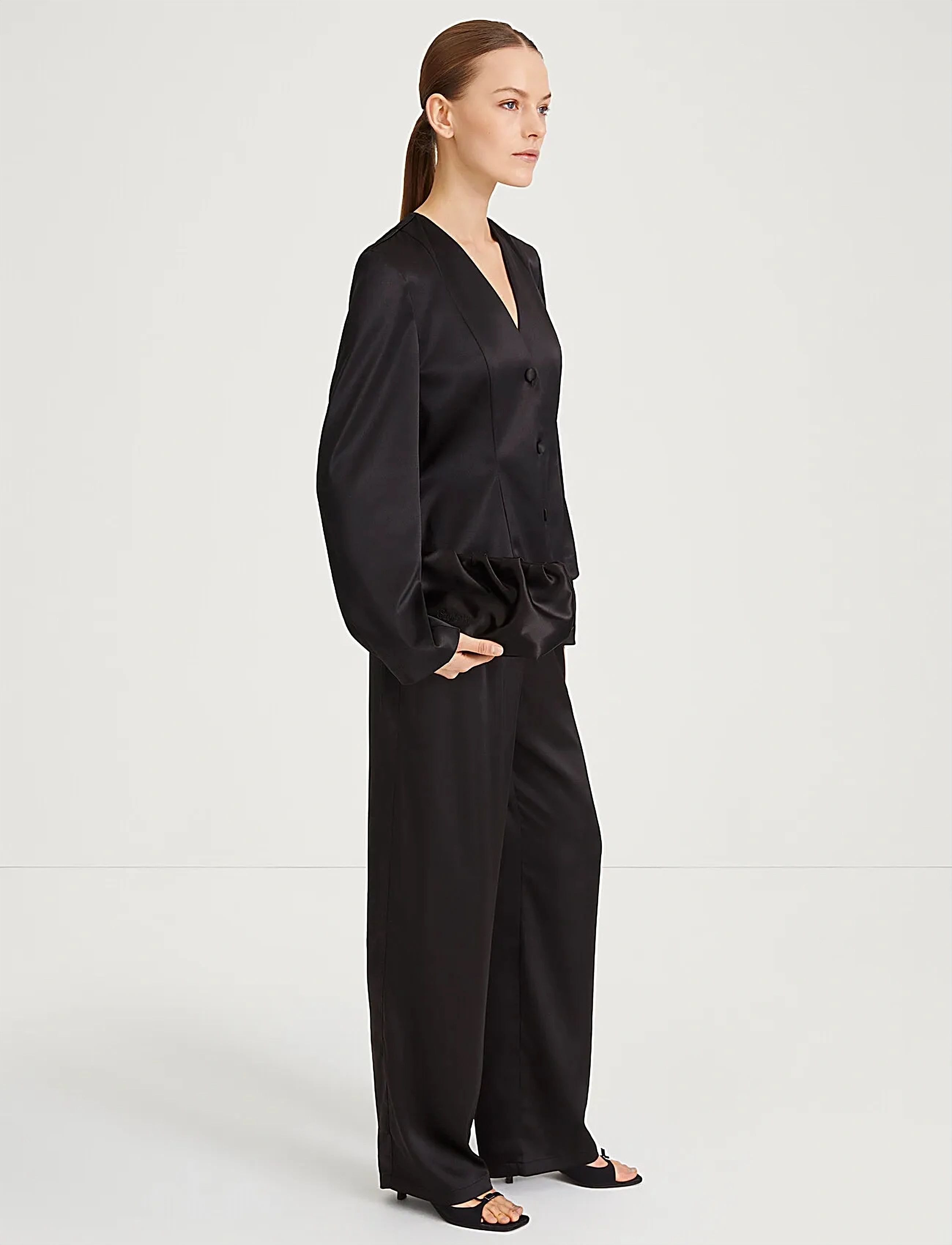 Stylein - MARIA LONG TROUSERS - hosen mit weitem bein - black - 3