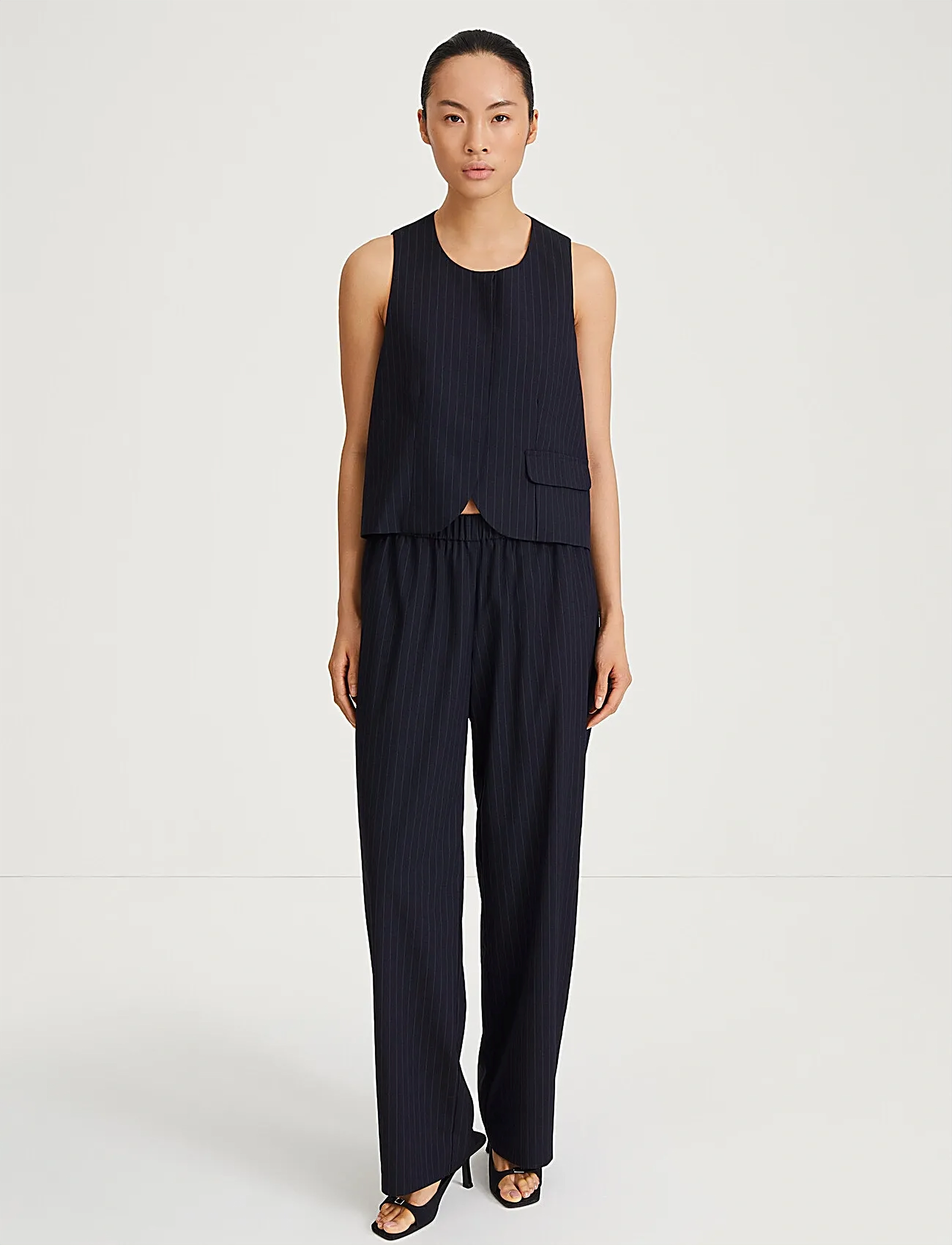 Stylein Brixen Vest, Kvinder, Nålestribet Vest, Navy, Str: XS