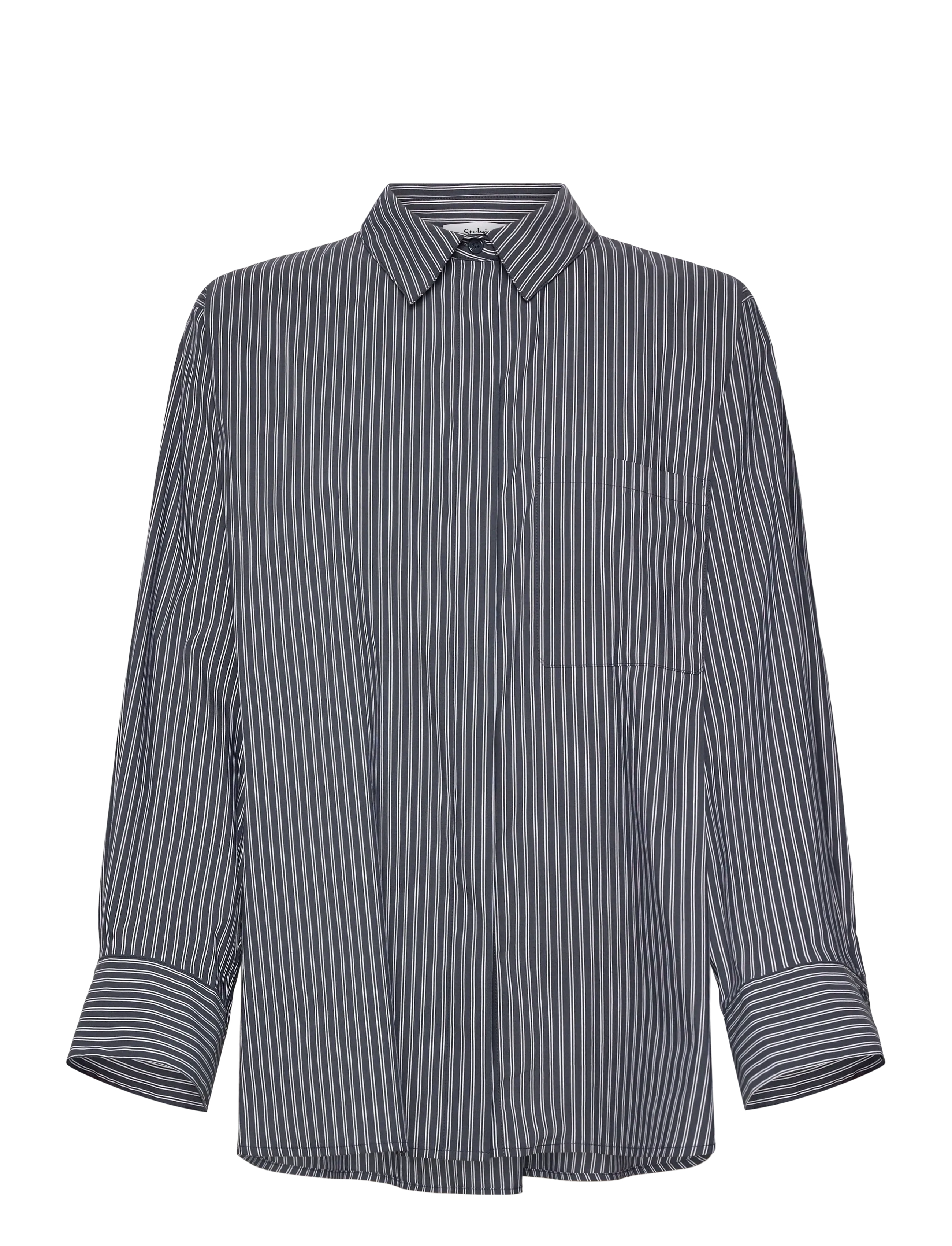 Stylein JANSELL SHIRT - Transitional Layering - STEEL BLUE STRIPE / navy