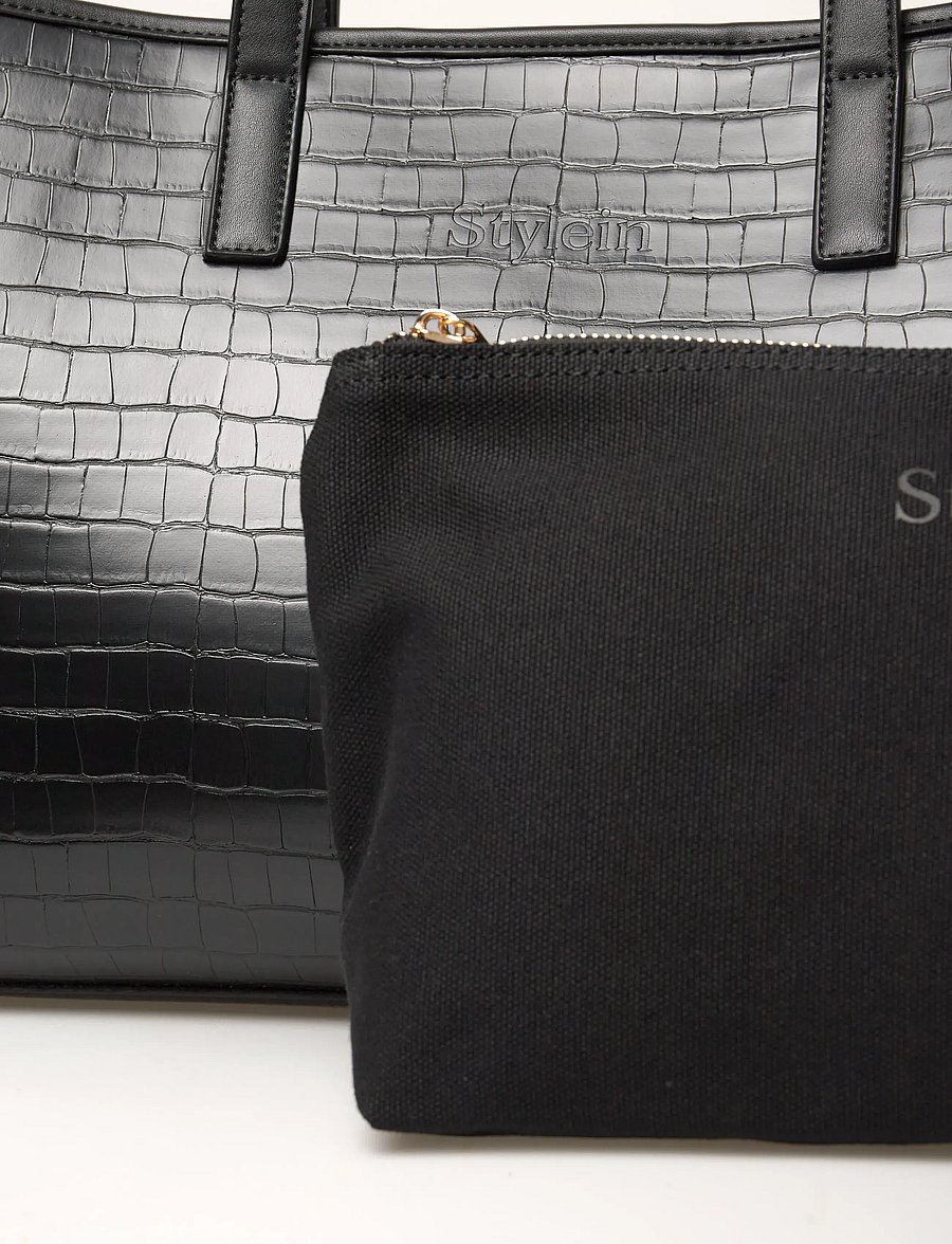 Stylein - YENDI BAG CROCO - tote bags - black - 4