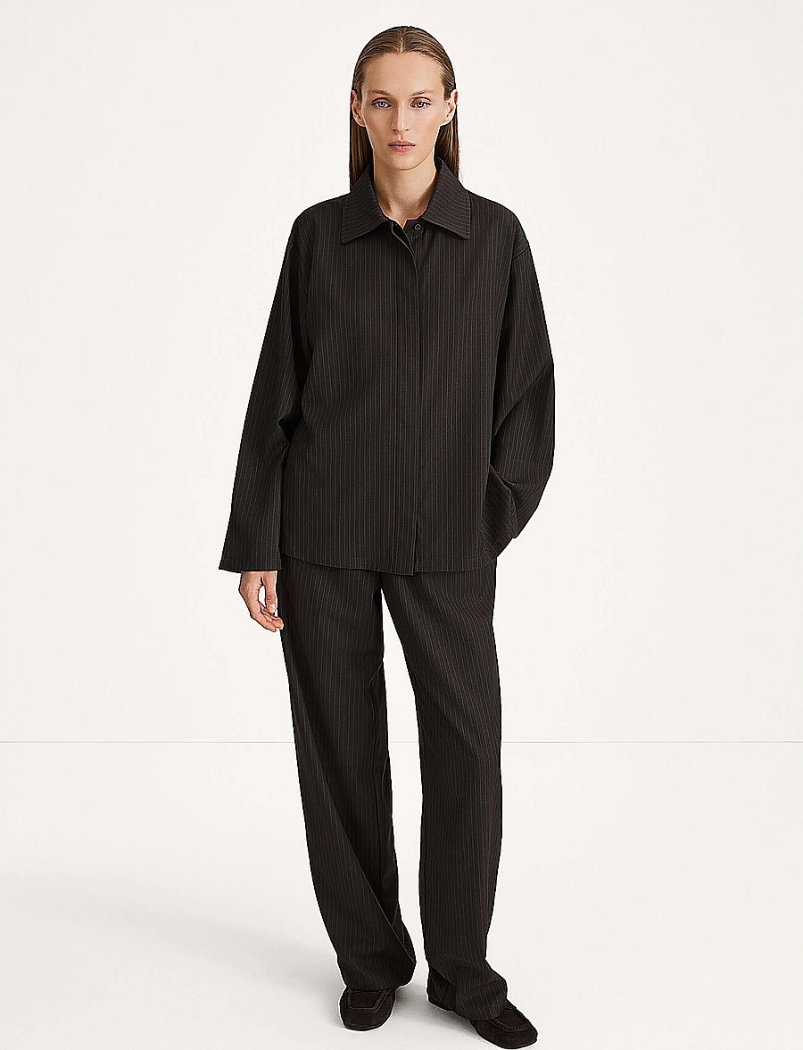 Stylein - Brenly Shirt - langærmede skjorter - coffee pinstripe - 0