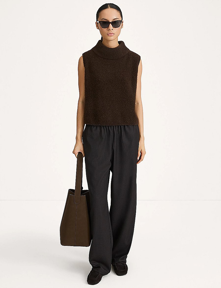 Stylein - Belicia Trousers - bukser med lige ben - coffee pinstripe - 0