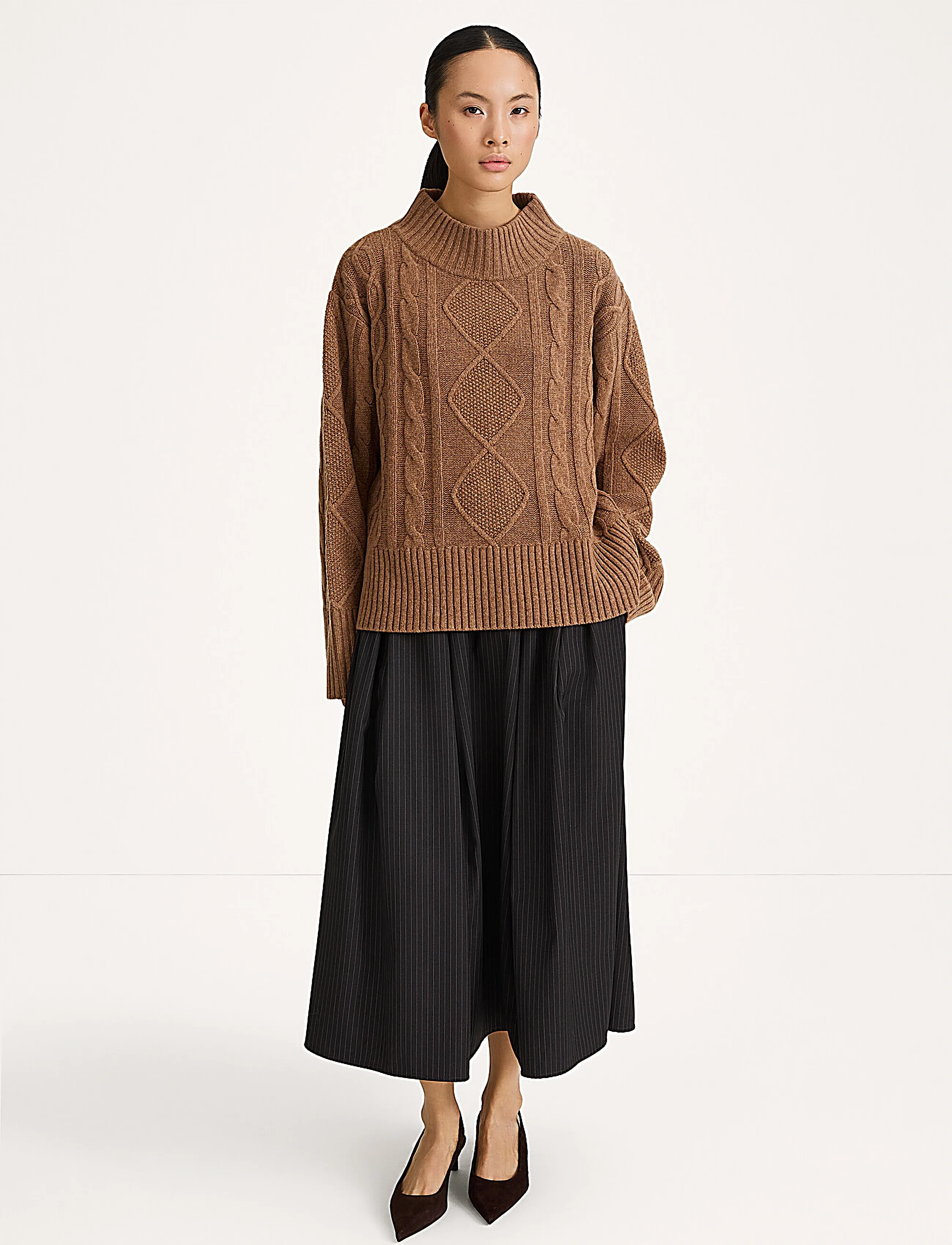 Stylein Borina Skirt - Stylein - COFFEE PINSTRIPE / brown