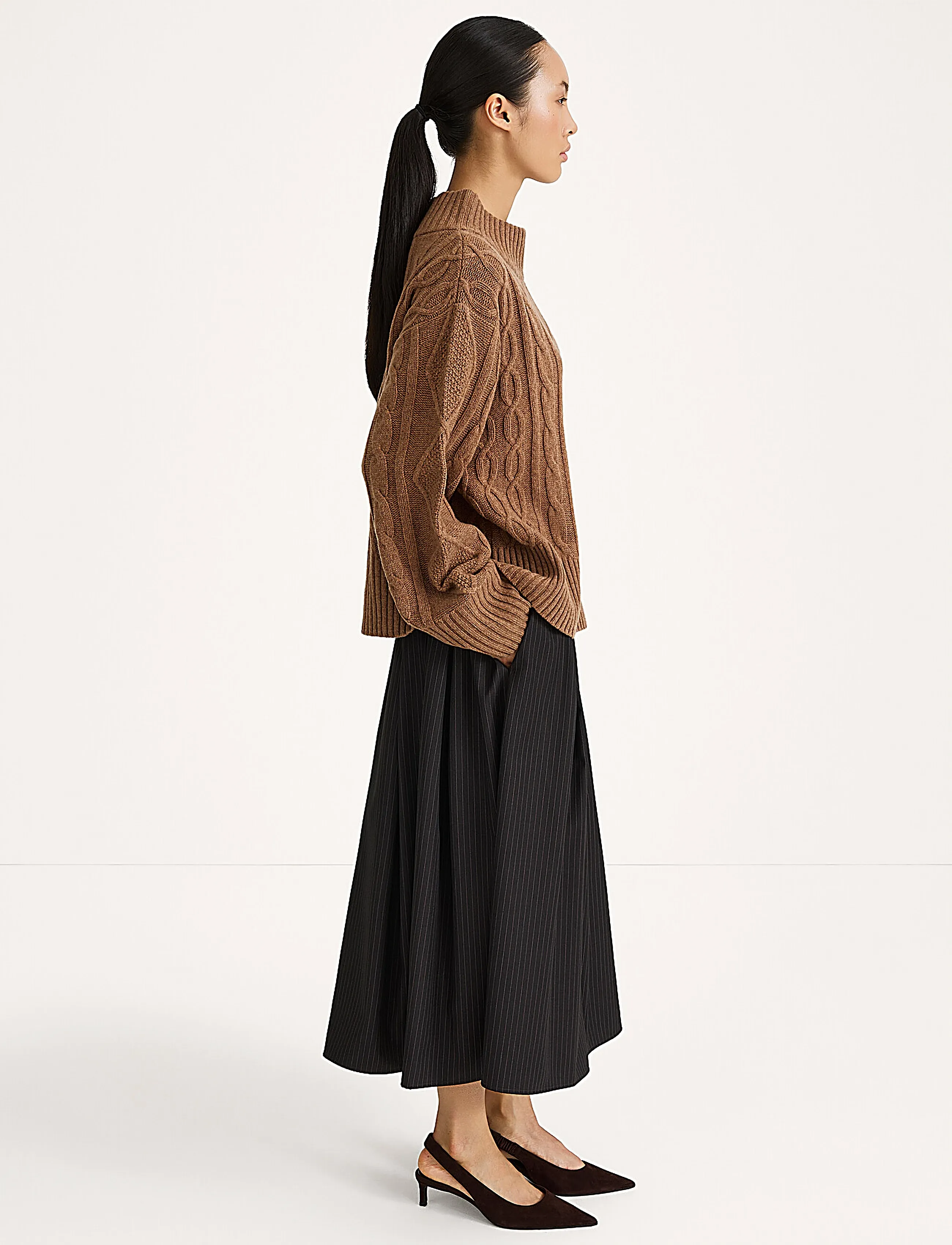 Stylein - Borina Skirt - plisseeritud seelikud - coffee pinstripe - 2