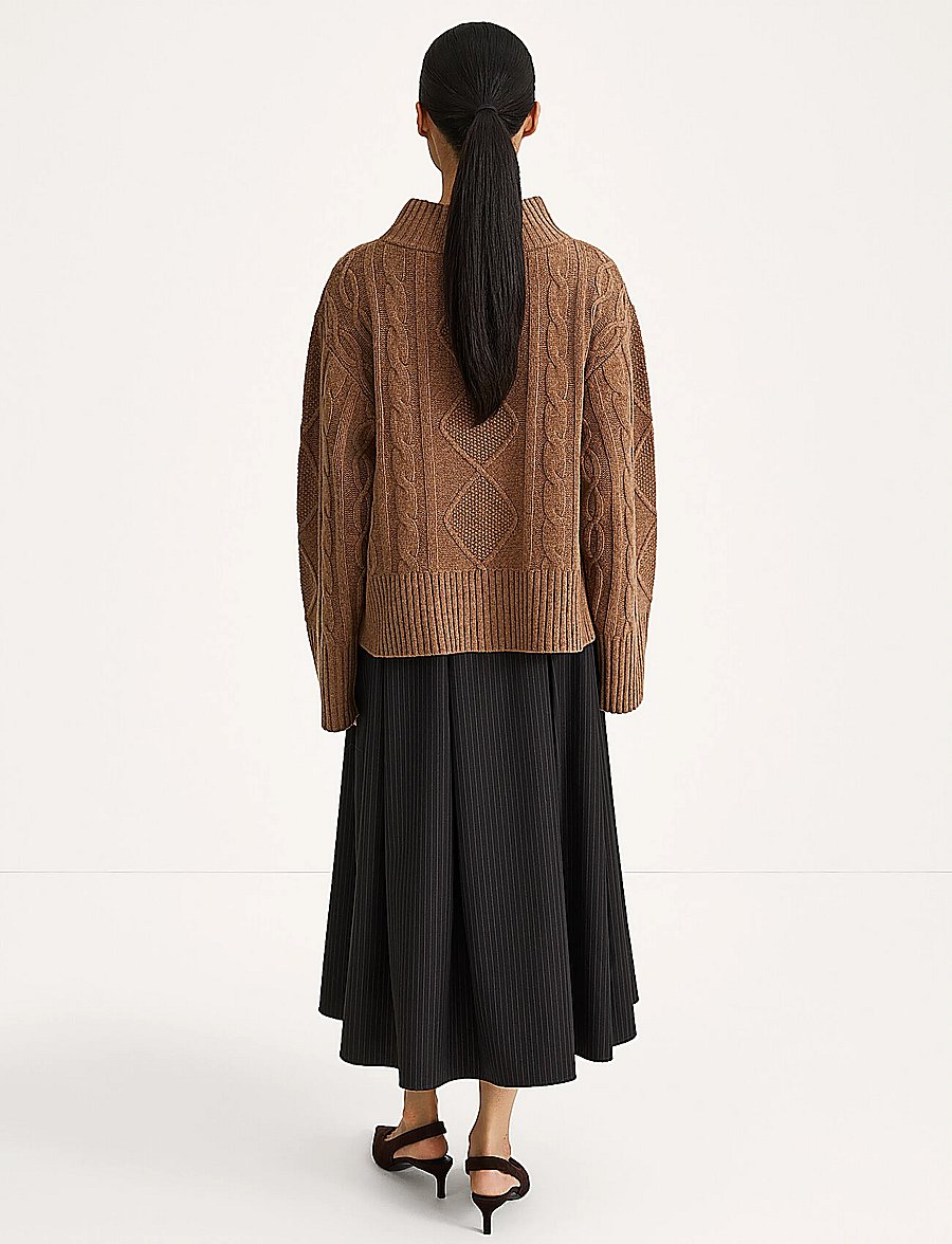 Stylein - Borina Skirt - plisseeritud seelikud - coffee pinstripe - 3