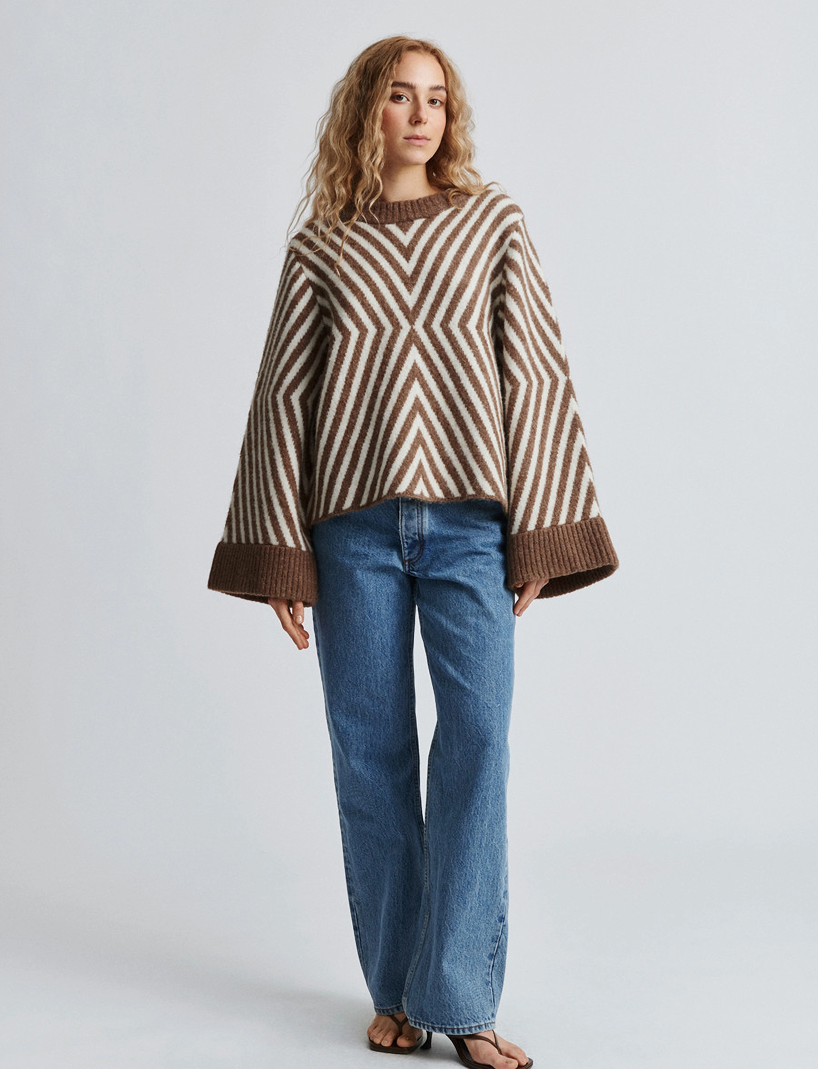 Stylein - LARA SWEATER - white/brown - 2