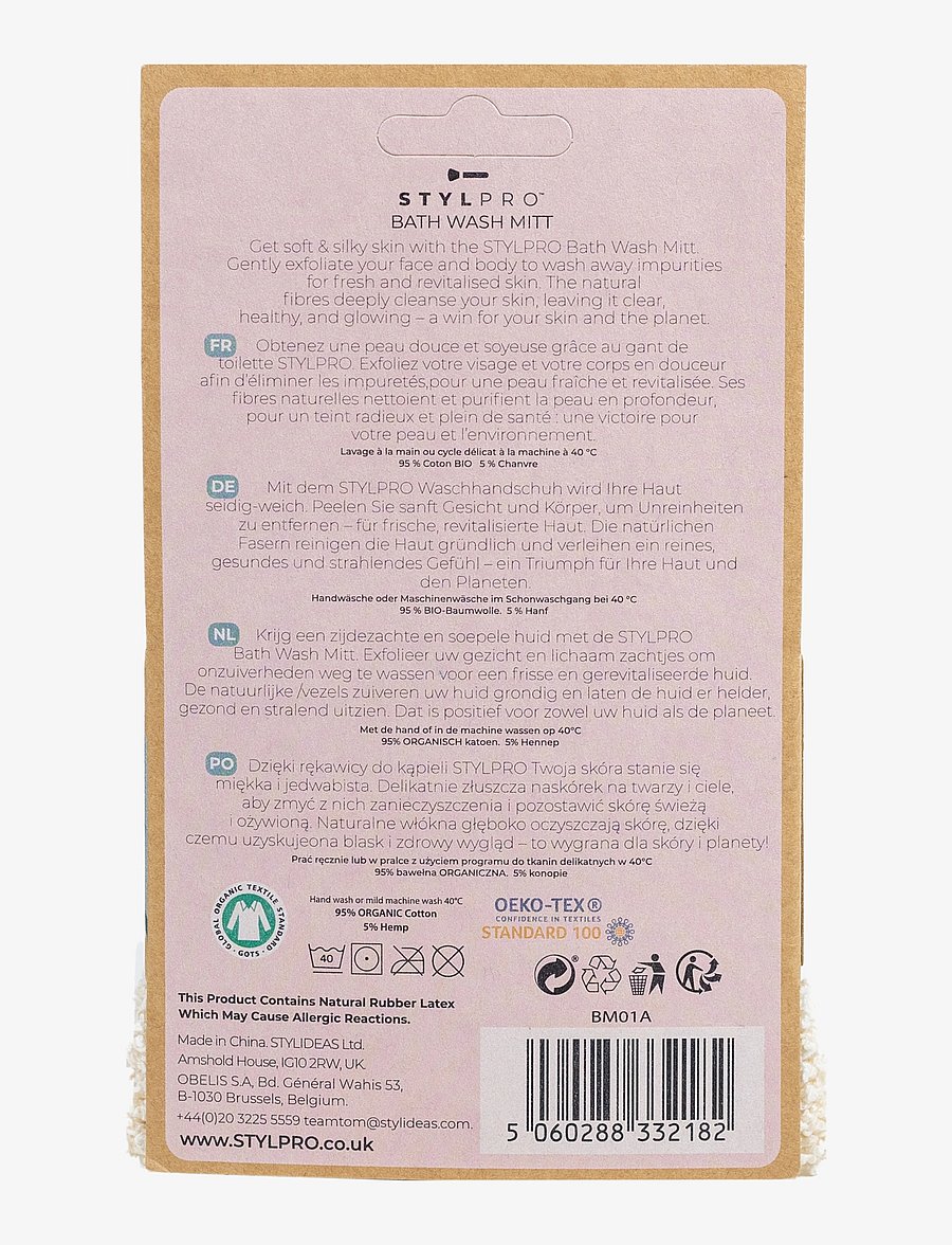 Stylpro - Stylpro Bath Wash Mitt - skrubb & exfoliators - kropp - natural - 2