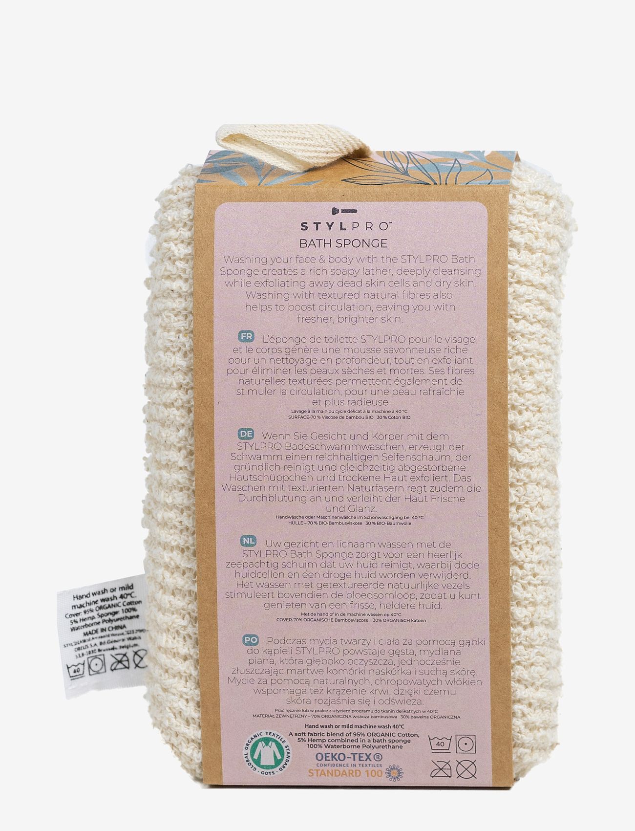 Stylpro - Stylpro Bamboo Bath Sponge - skrubb & exfoliators - kropp  - natural - 2