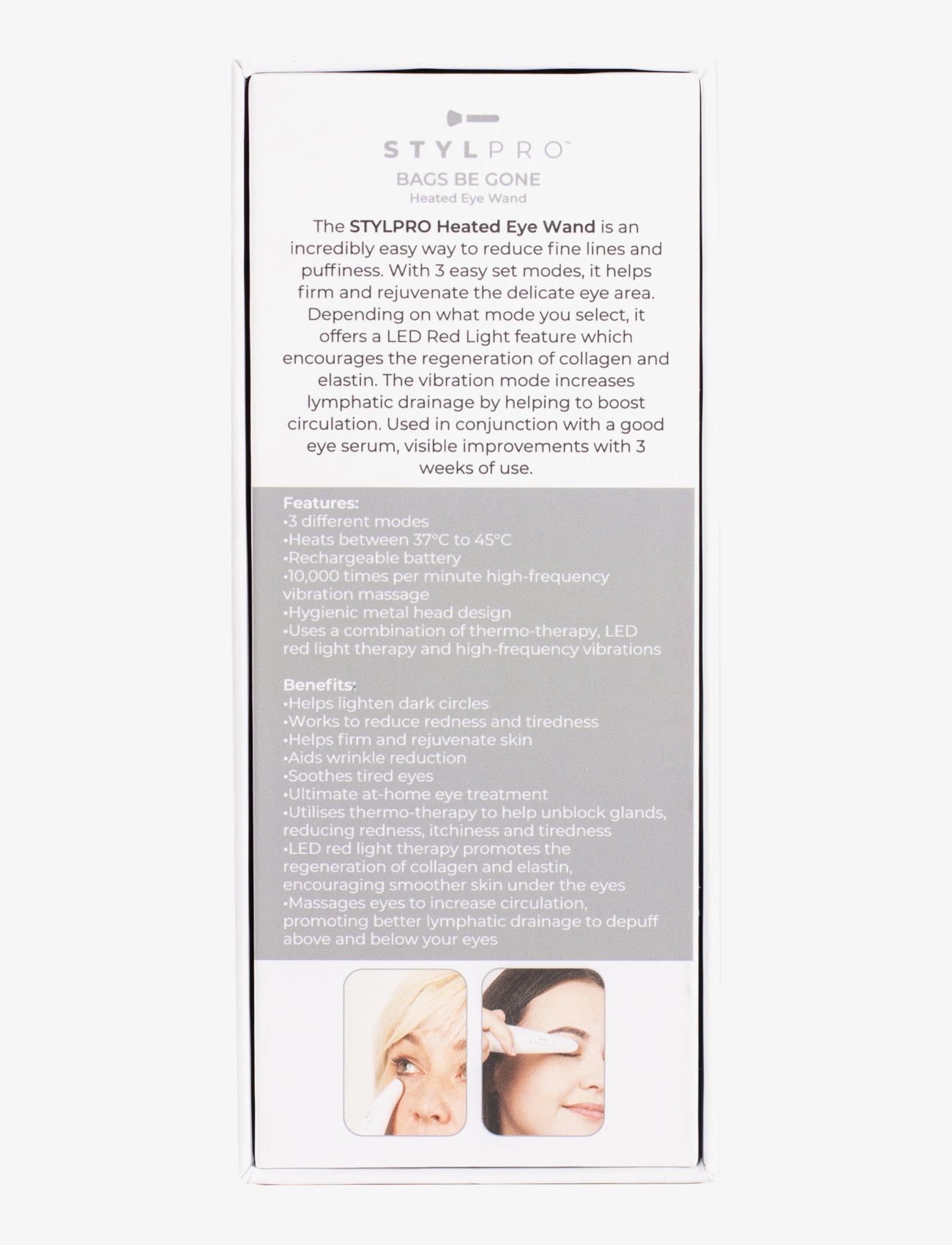 Stylpro - Stylpro Bag Be Gone Beauty Eye Massager - beauty tech - white - 3