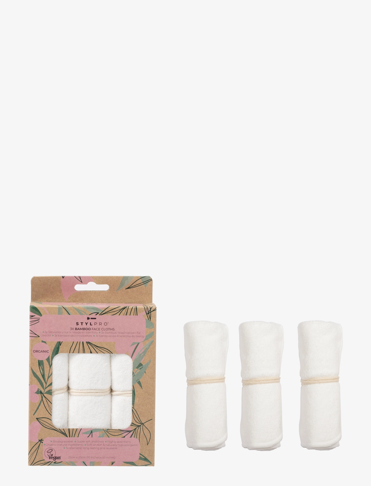 Stylpro Bamboo Face Cloths X3, Tilbehør, Nude, Str: ONE SIZE
