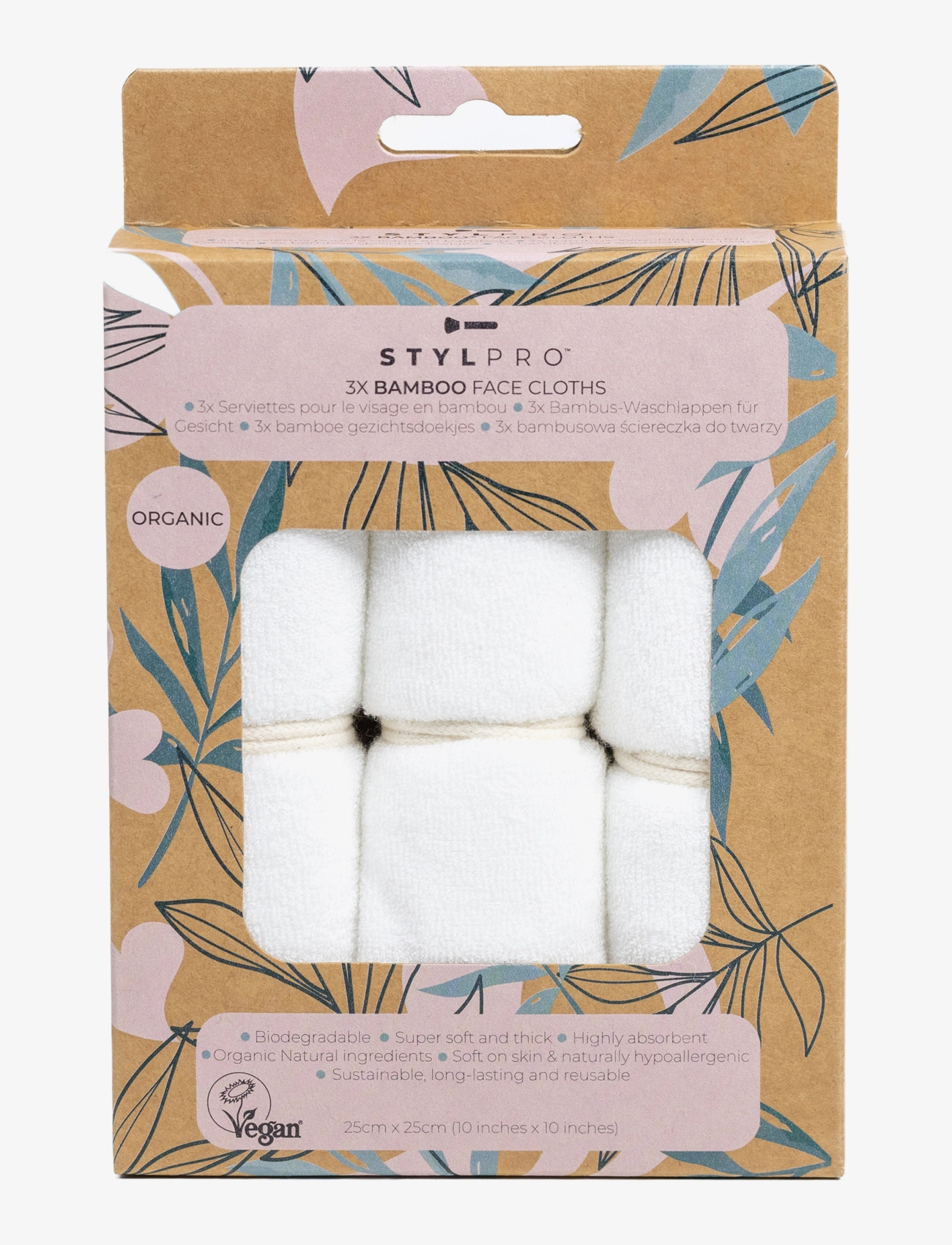 Stylpro - Stylpro Bamboo Face Cloths x3 - ansigtsrens - natural - 2