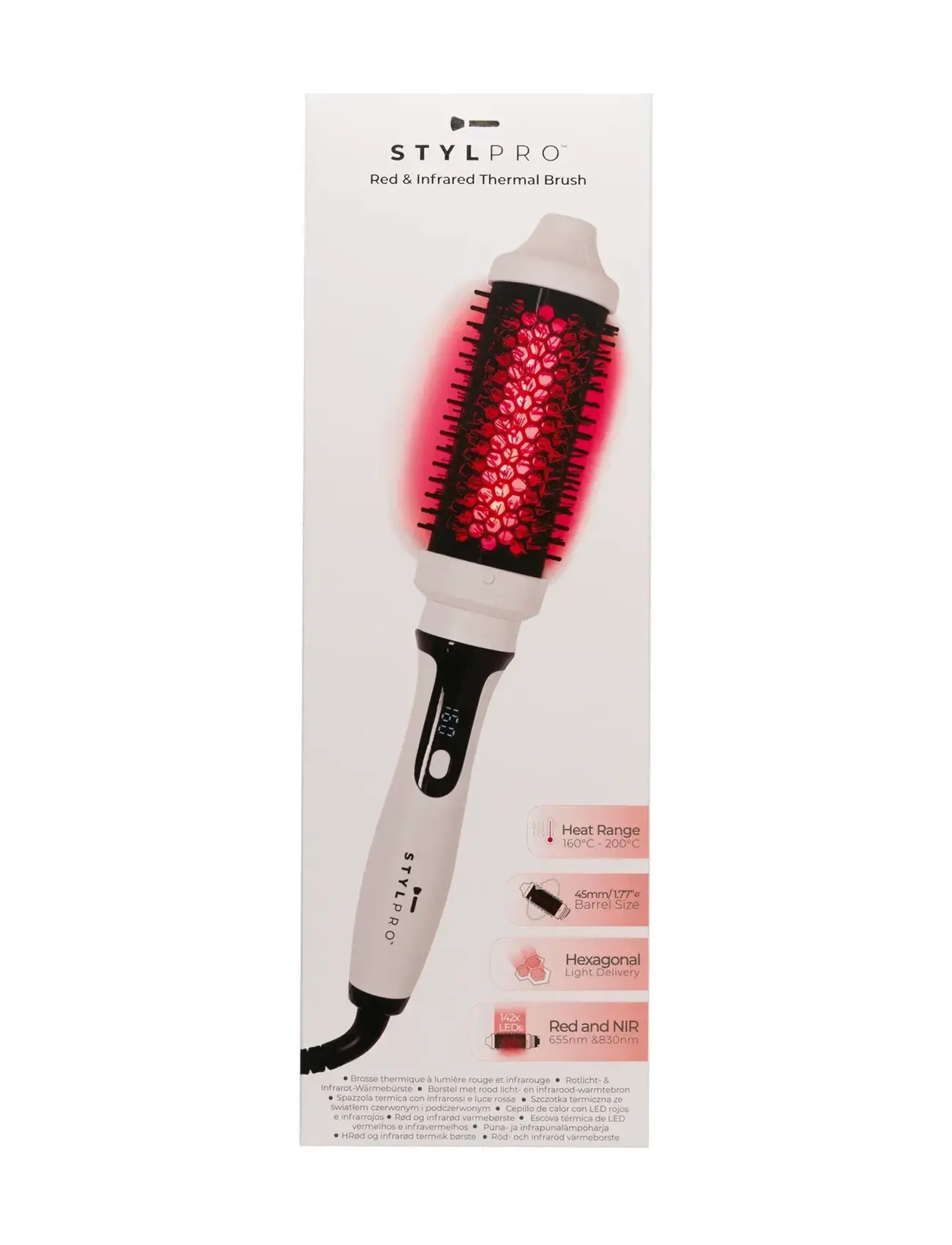 Stylpro Near-Infrared Heated Hairbrush, Stylingbørste, Hvid, Str: ONE SIZE