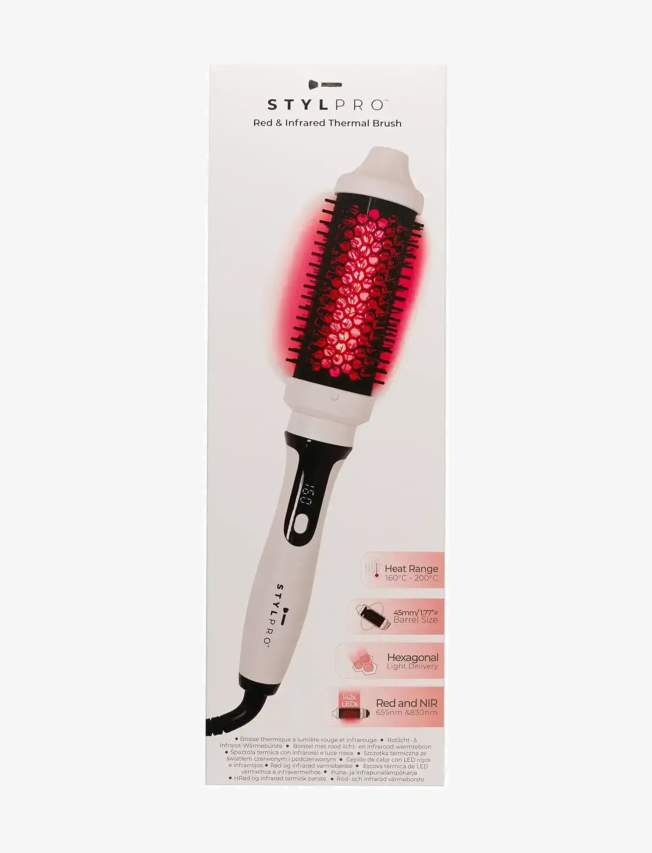 Stylpro - STYLPRO Near-Infrared Heated Hairbrush - stylingbørster - white - 0