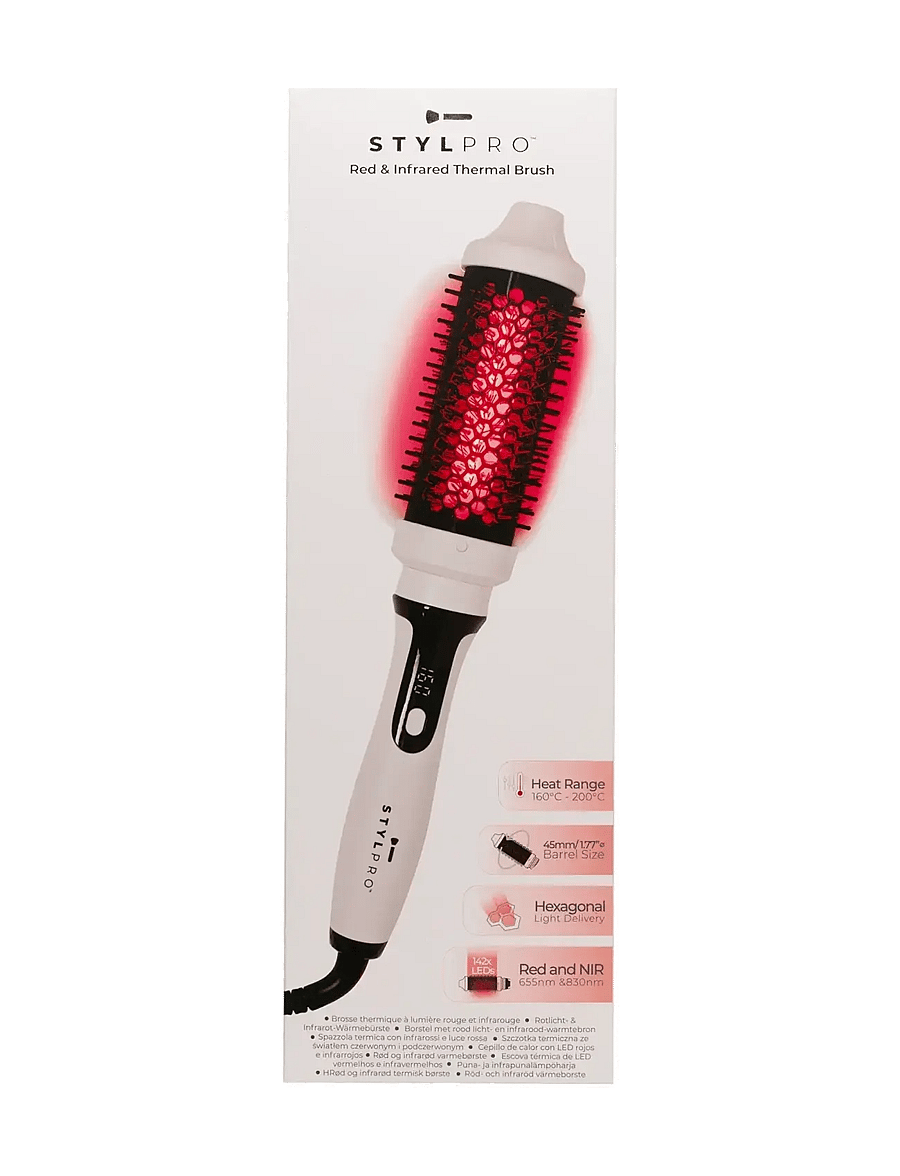 Stylpro - STYLPRO Near-Infrared Heated Hairbrush - stylingborste - white - 0