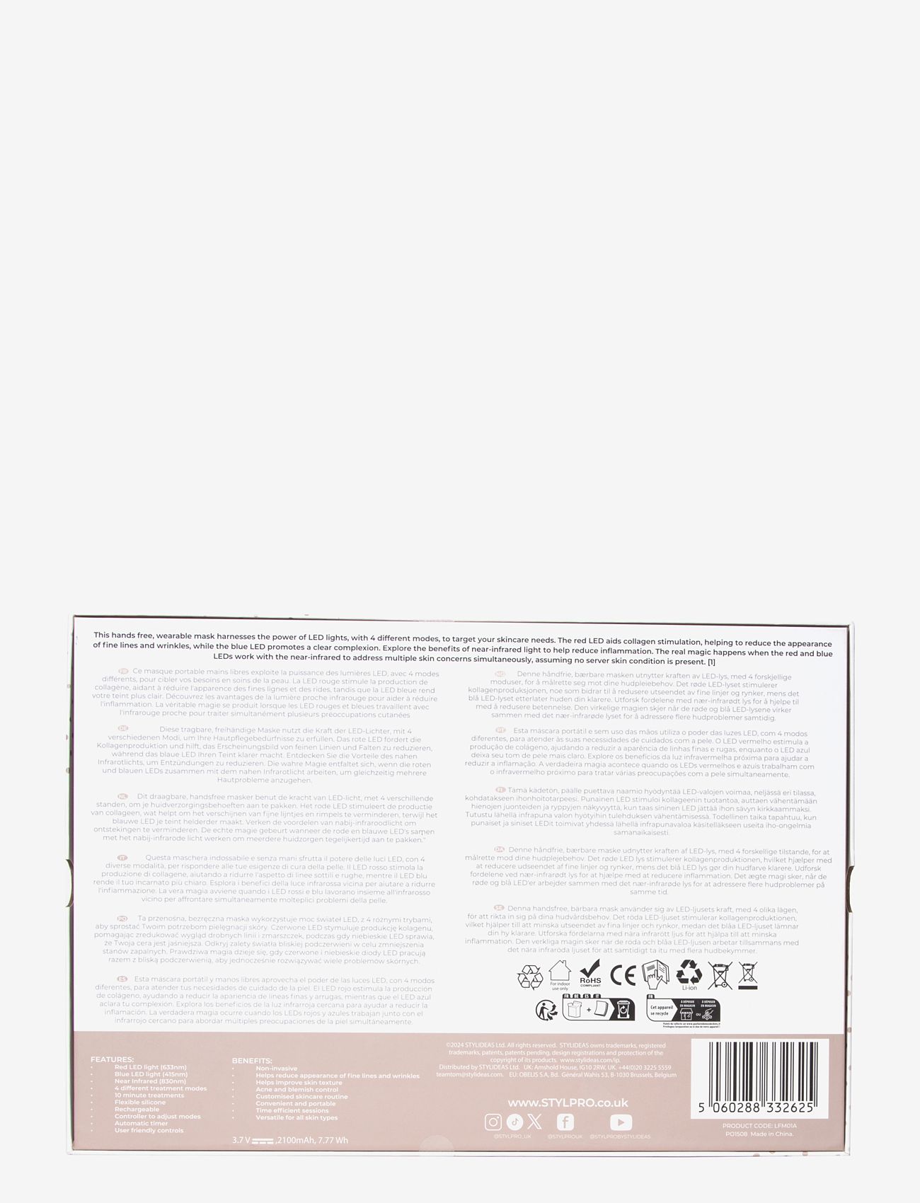 Stylpro - Stylpro LED Wavelength Mask - ansiktsmasker - white - 3