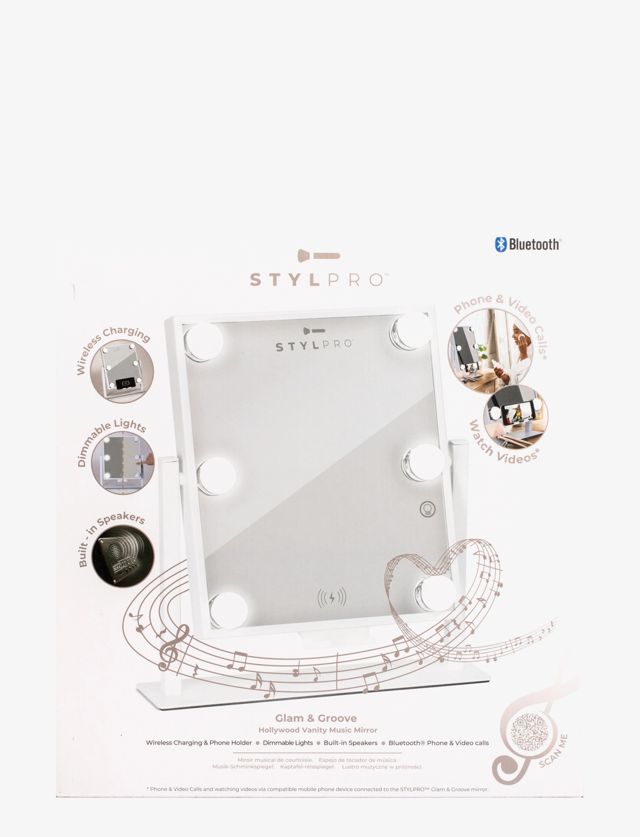 Stylpro - Stylpro Glam and Groove Hollywood Vanity Music Mirror - badeværelsesspejle - white - 2