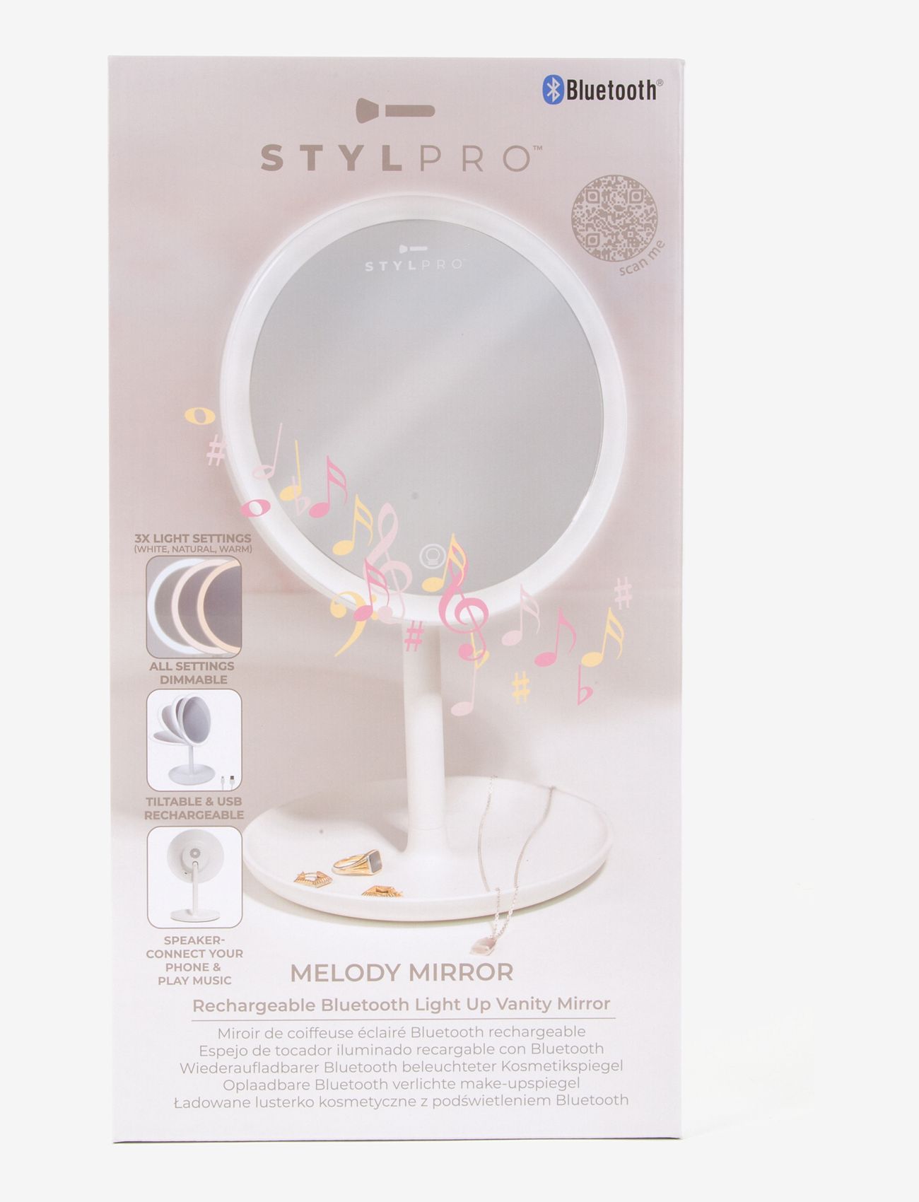 Stylpro - Stylpro Melody Rechargable Bluetooth Mirror - beauty tech - white - 2