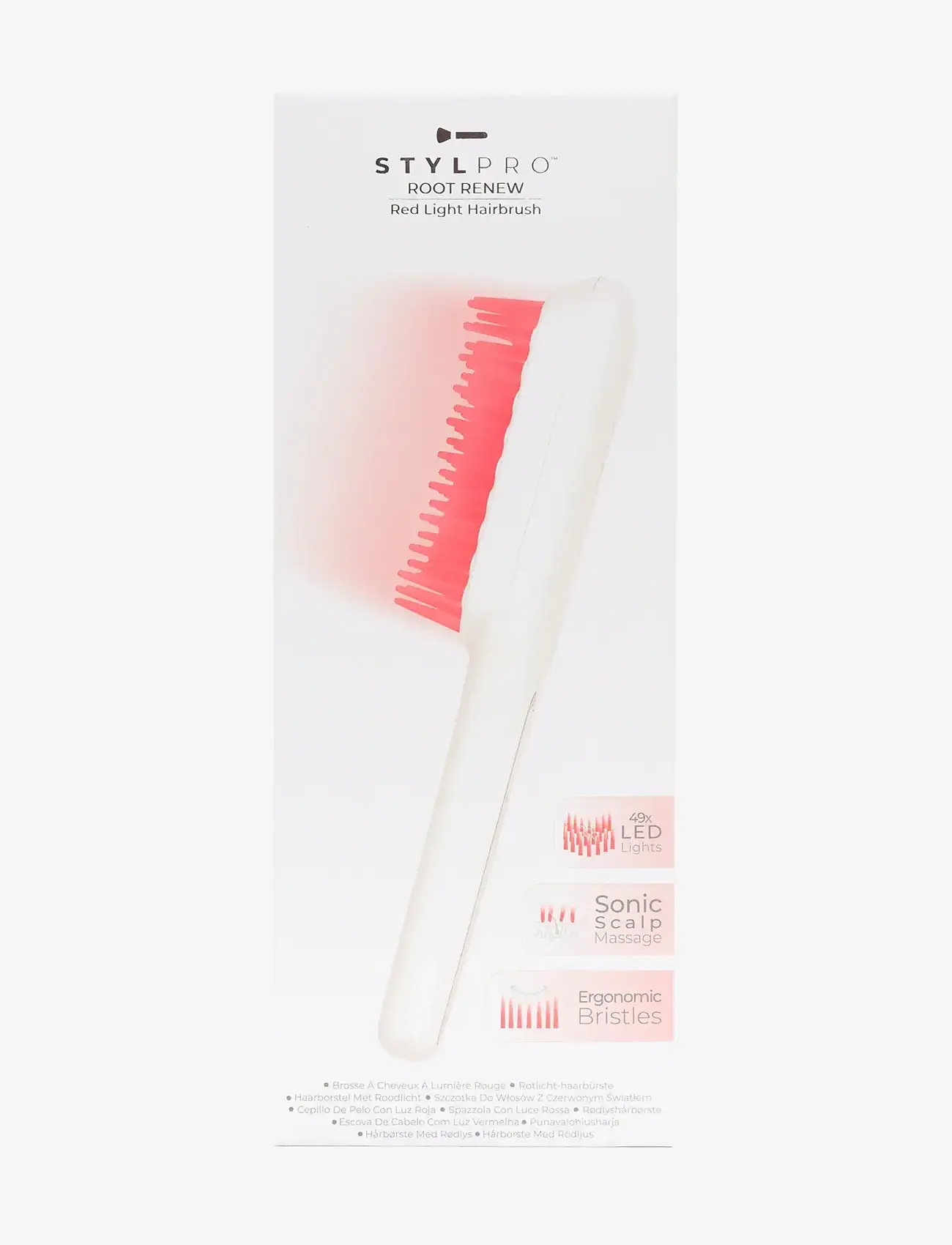 Stylpro - STYLPRO Re-Growth Red Light Hair Brush - värmeborste - white - 1