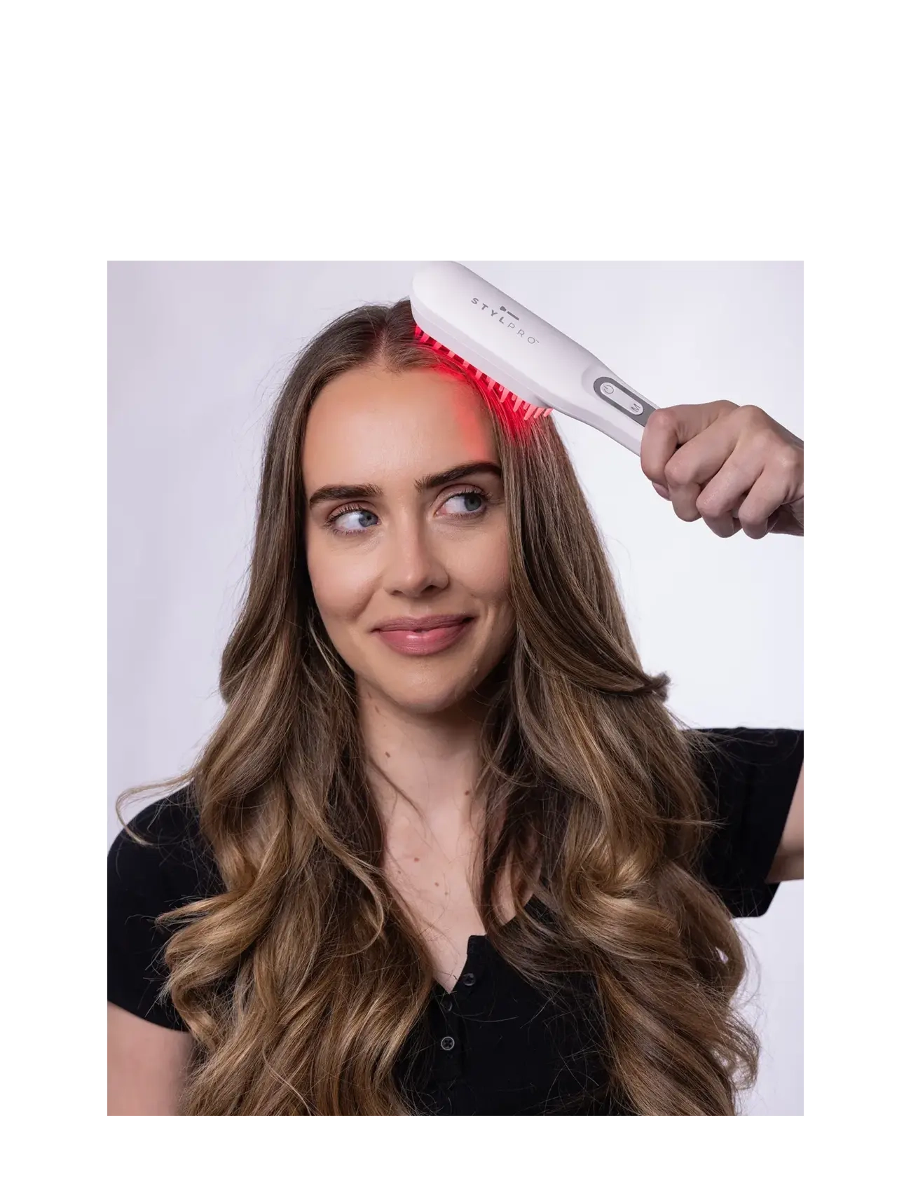Stylpro - STYLPRO Re-Growth Red Light Hair Brush - varmluftsbørste - white - 2