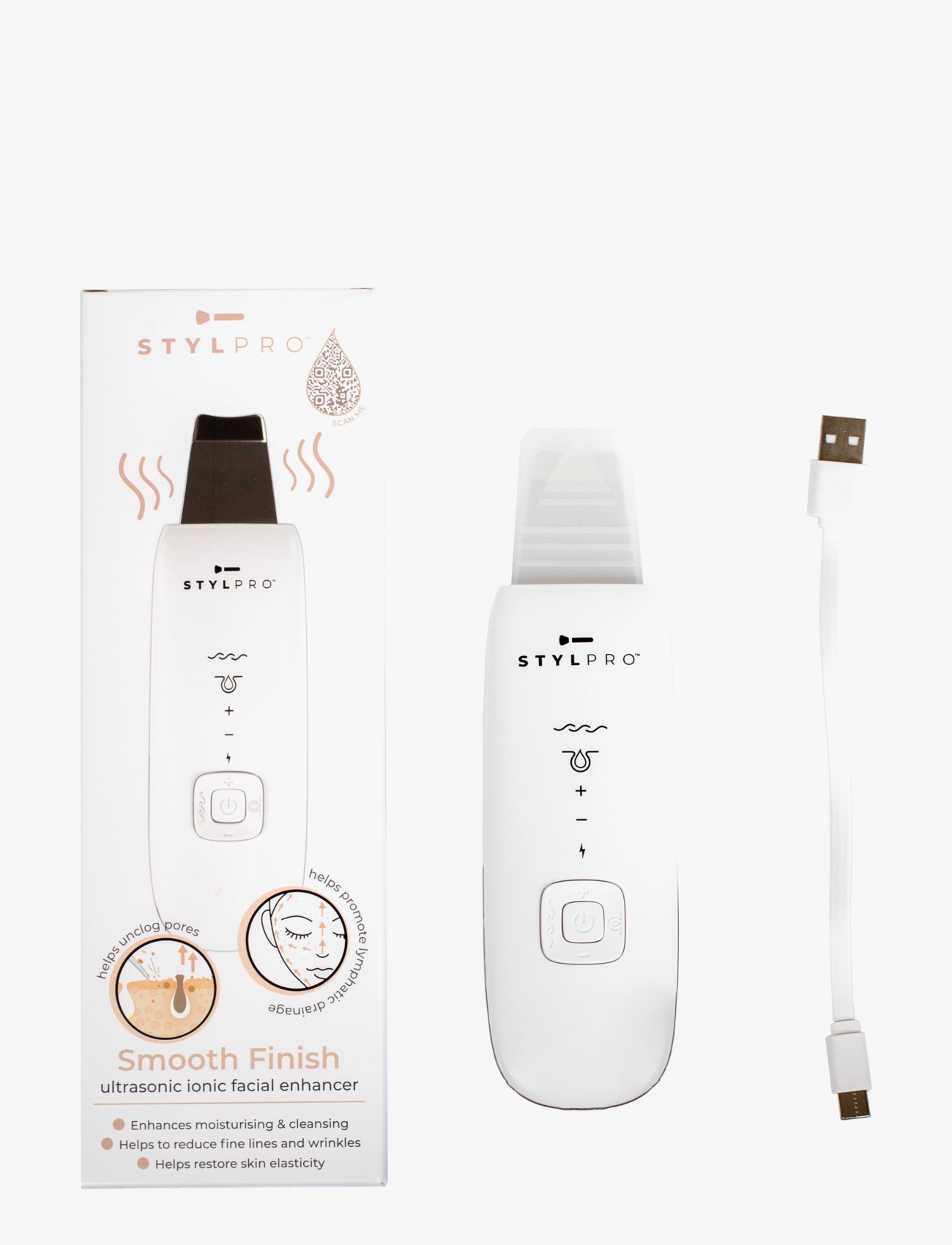 Stylpro - Stylpro Smooth Finish Ultrasonice Ionic Facial Enhancer - beauty tech - white - 4