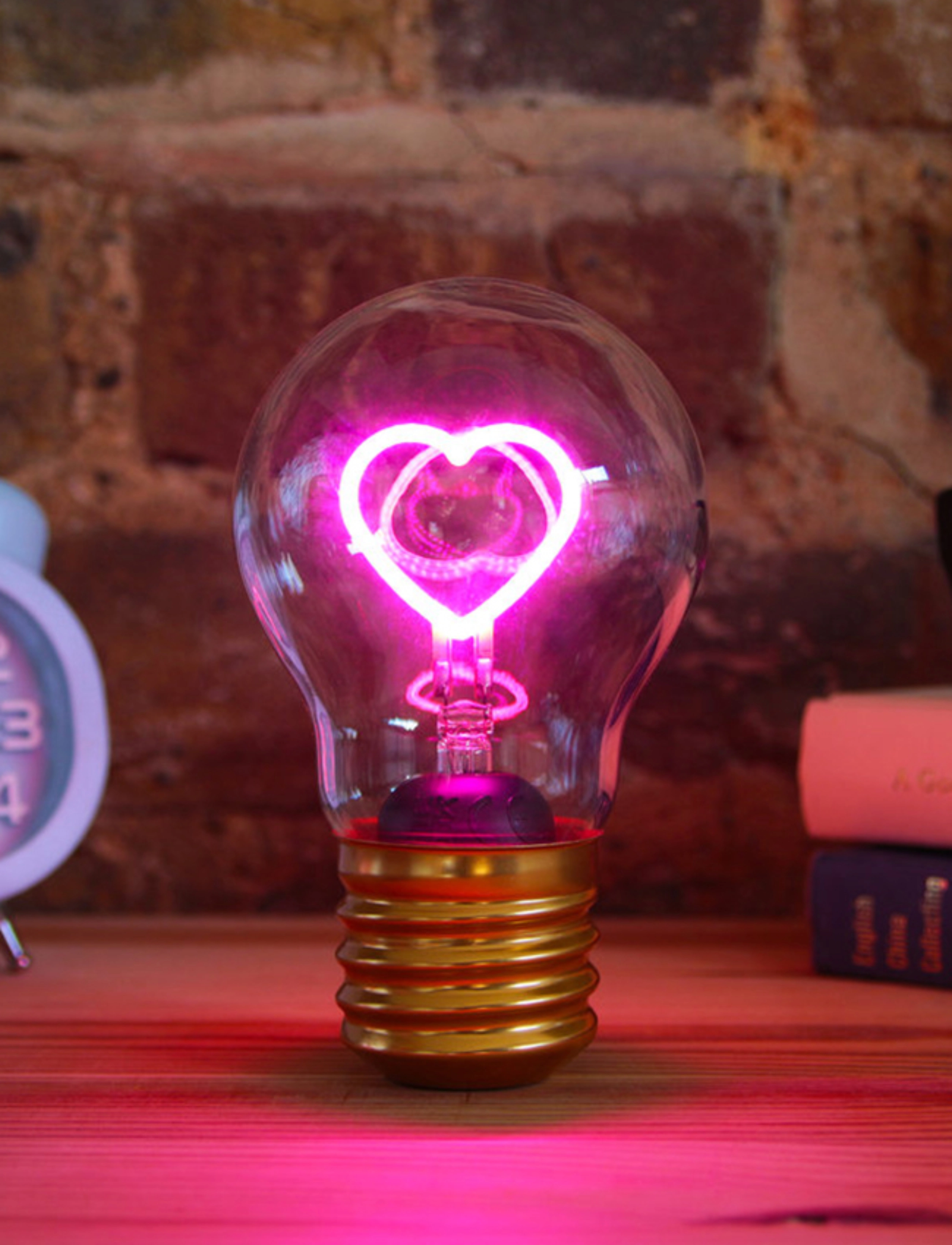 Suck UK Trådløs Pære I Form Af Et Hjerte, One Size x 6.5, Lamps, Rosa - Table Homeware