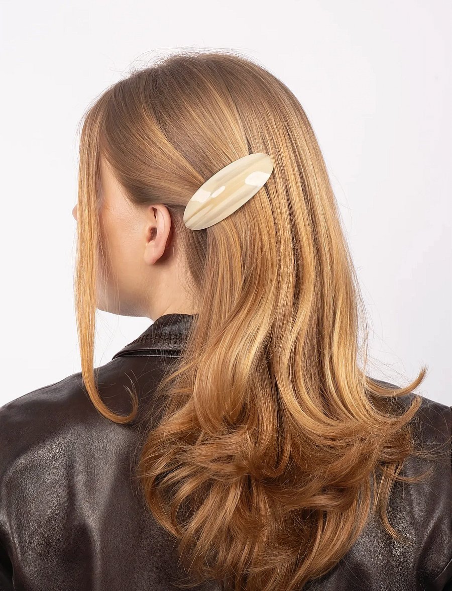 SUI AVA - Oval Bone Clip - hårspænde - ivory - 0