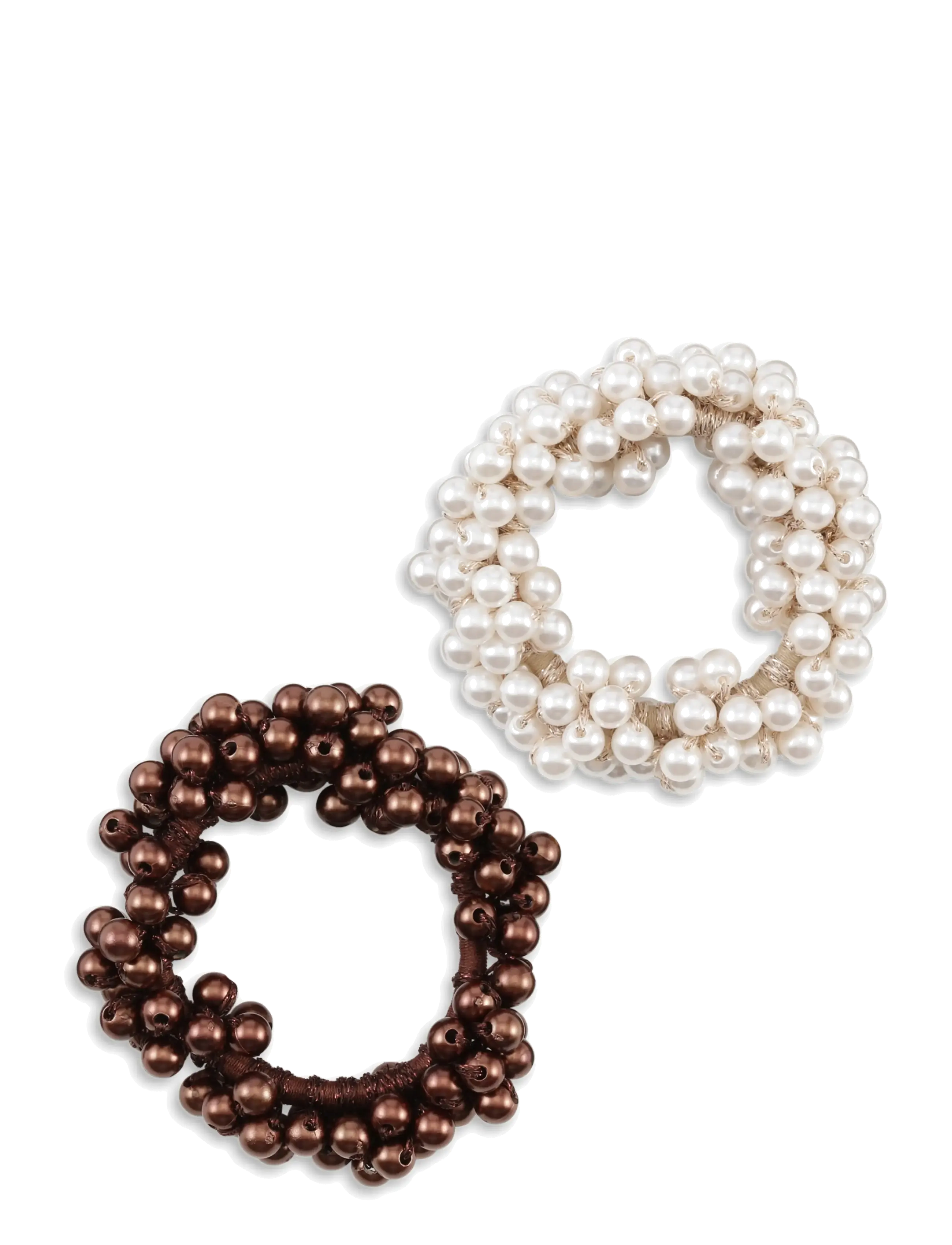 SUI AVA 2-Pack Classic Pearl Elastic - Special Occasions - BEIGE // BROWN / cream