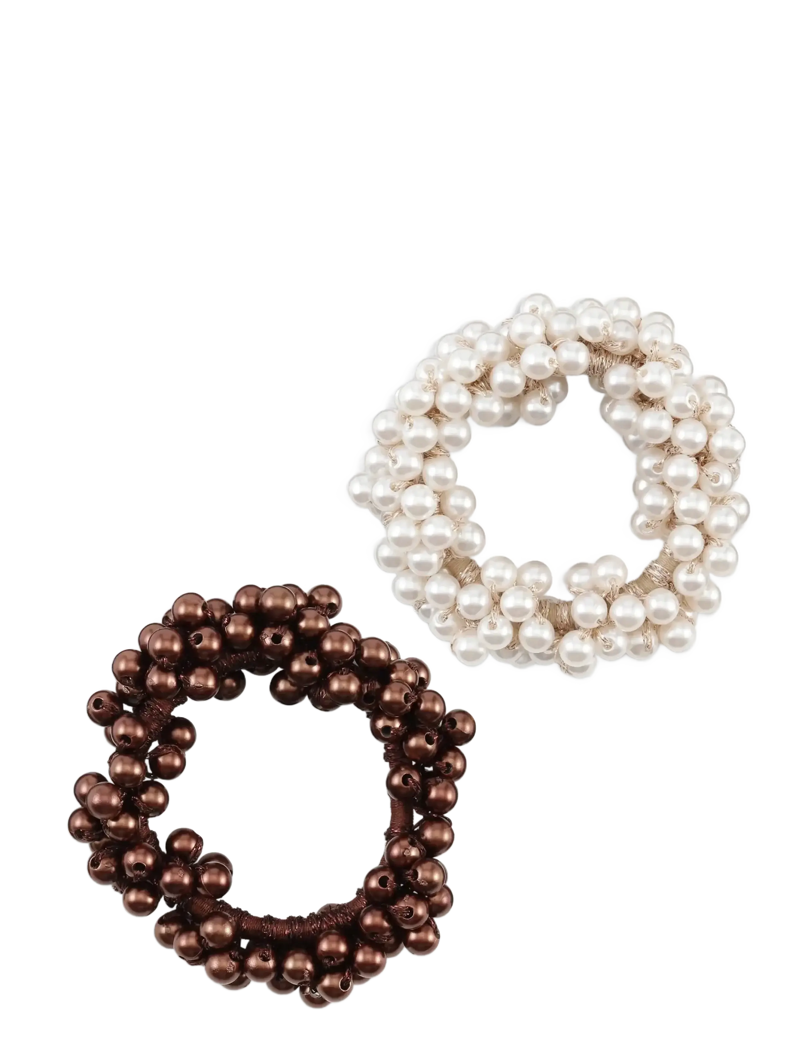 SUI AVA 2-Pack Classic Pearl Elastic - Juuste aksessuaarid - BEIGE // BROWN / cream