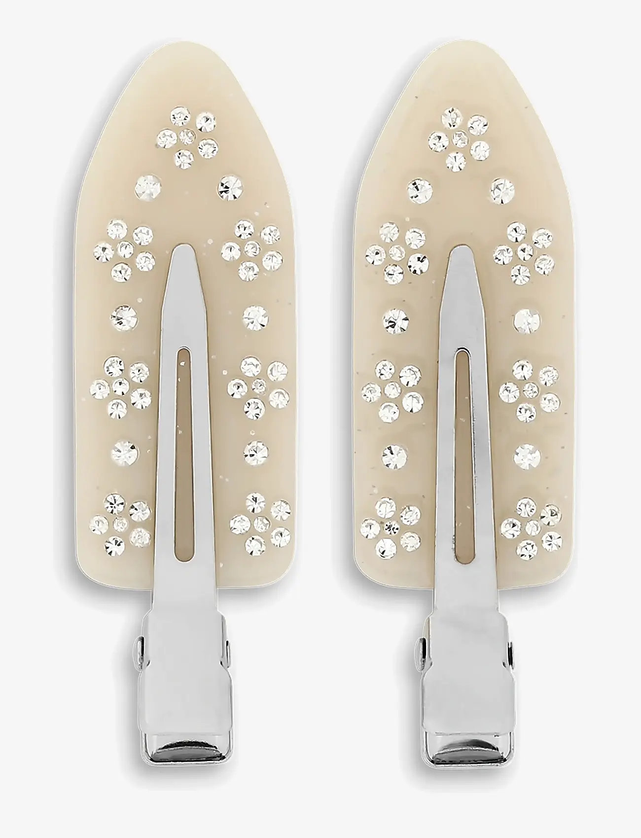 SUI AVA - No Crease Flower Crystal Clips // 2 pcs - hair clips - white - 1