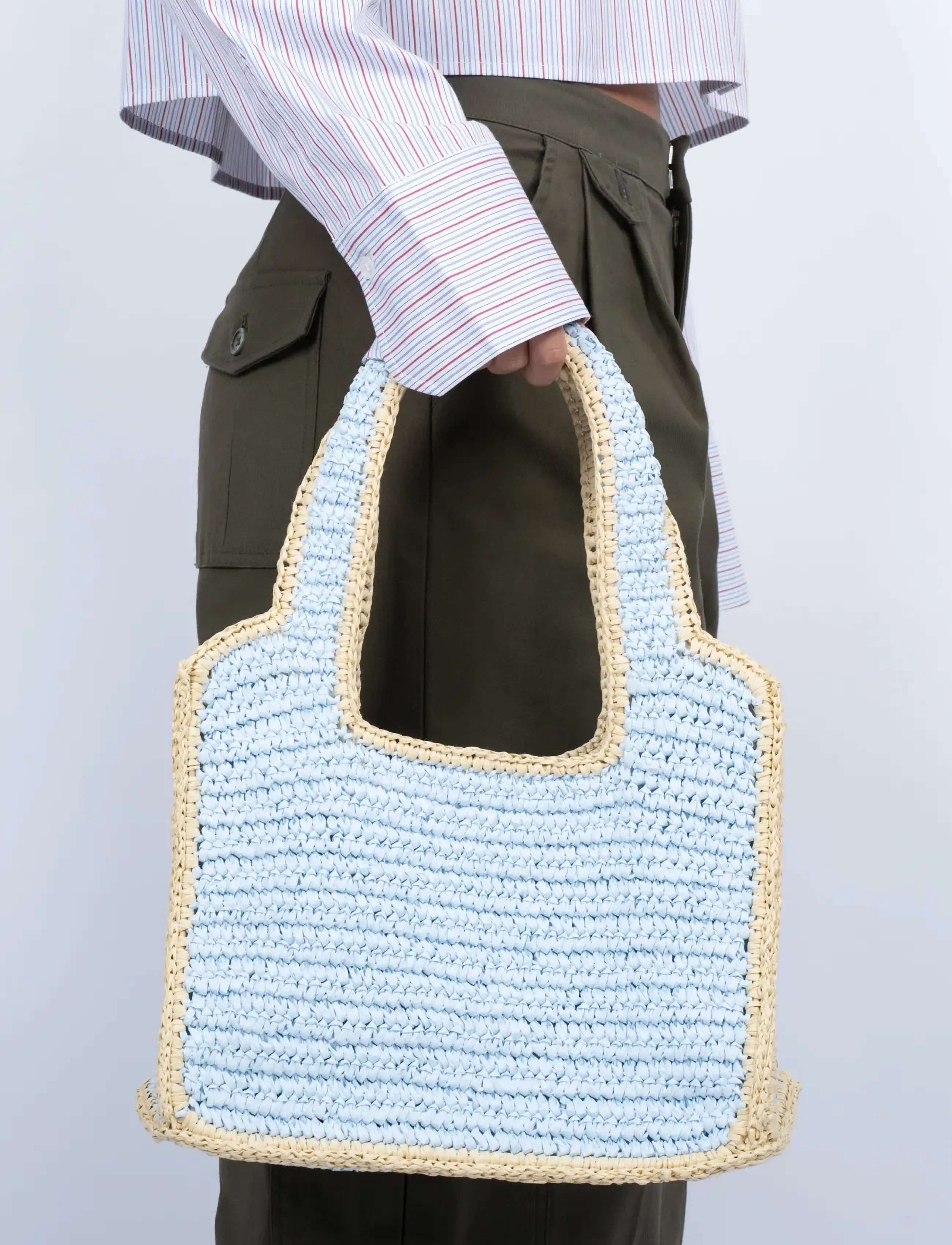 SUI AVA Waffle Cloud Bag, Kvinder, Vævet Tote Taske, Blå, Str: ONE SIZE