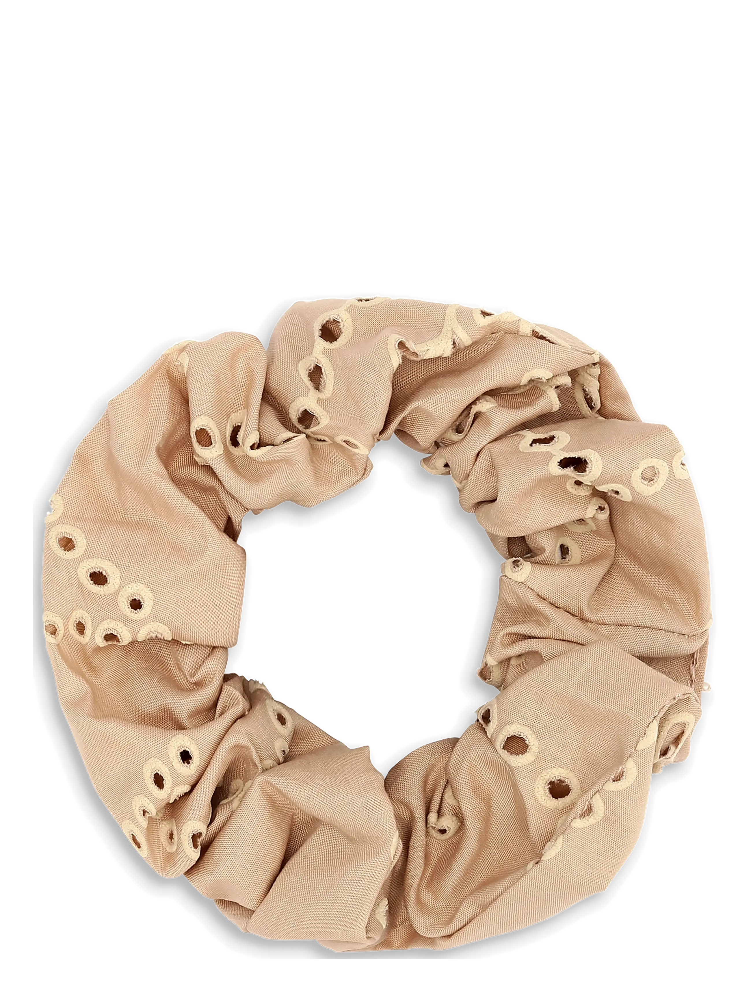 SUI AVA Floral Broderie Scrunchie - Scrunchies - SALTED CARAMEL / brown