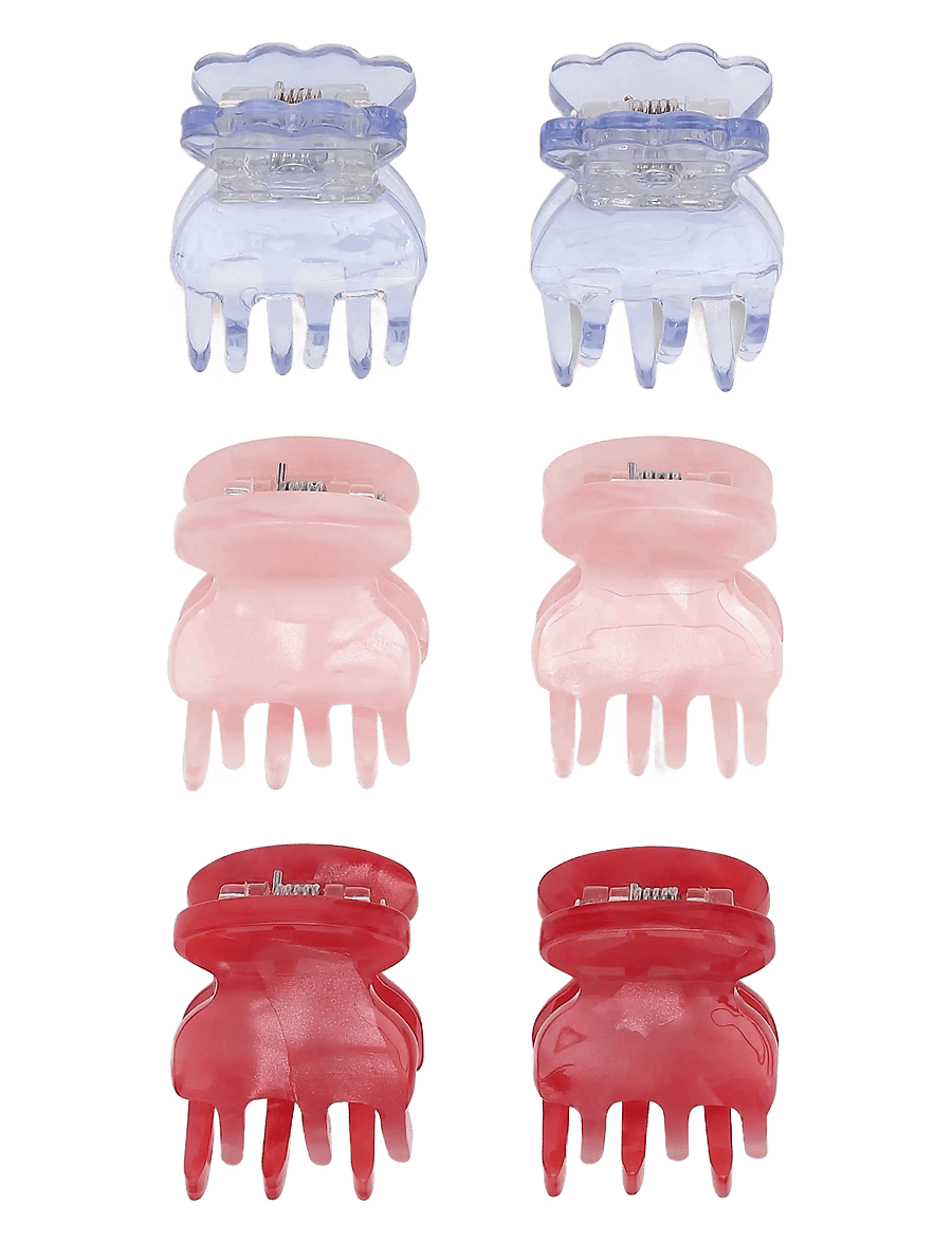 SUI AVA - 6-pack Tiny Bisou Claws - hårklemmer - red // blue // pink - 0