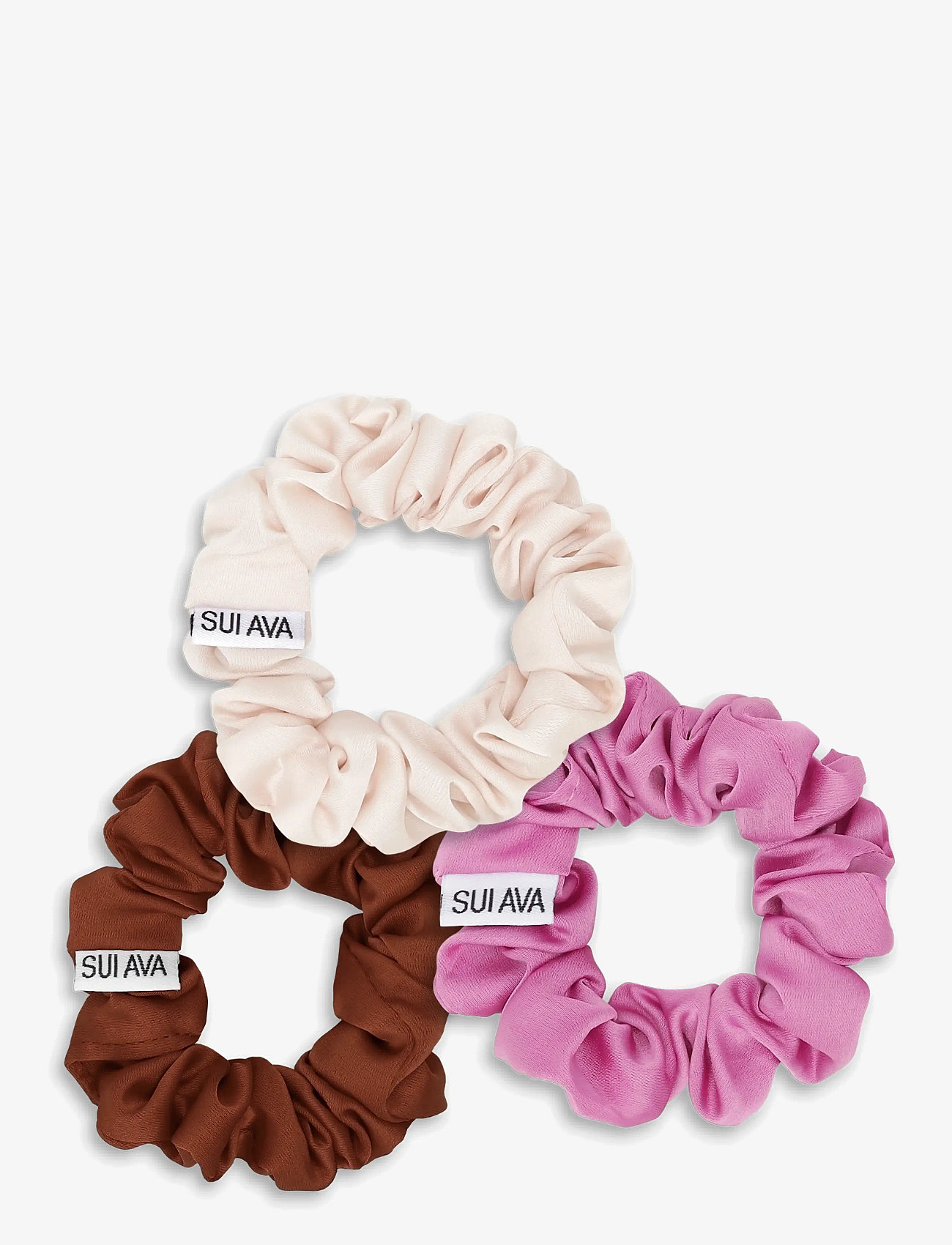 SUI AVA - 3-Pack Ruched Ribbon Scrunchies - scrunchies - brown // cream // fuchsia - 0