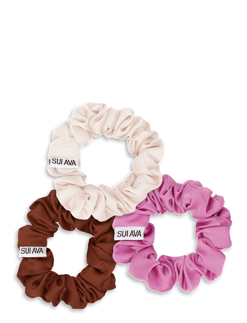 SUI AVA - 3-Pack Ruched Ribbon Scrunchies - scrunchies - brown // cream // fuchsia - 0
