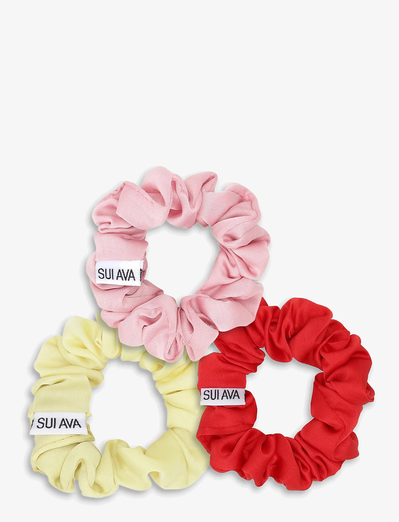 SUI AVA - 3-Pack Ruched Ribbon Scrunchies - scrunchies - pink// red // yellow - 0