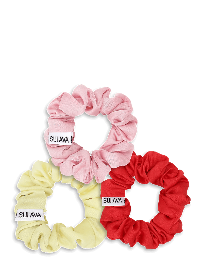 SUI AVA - 3-Pack Ruched Ribbon Scrunchies - scrunchies - pink// red // yellow - 0