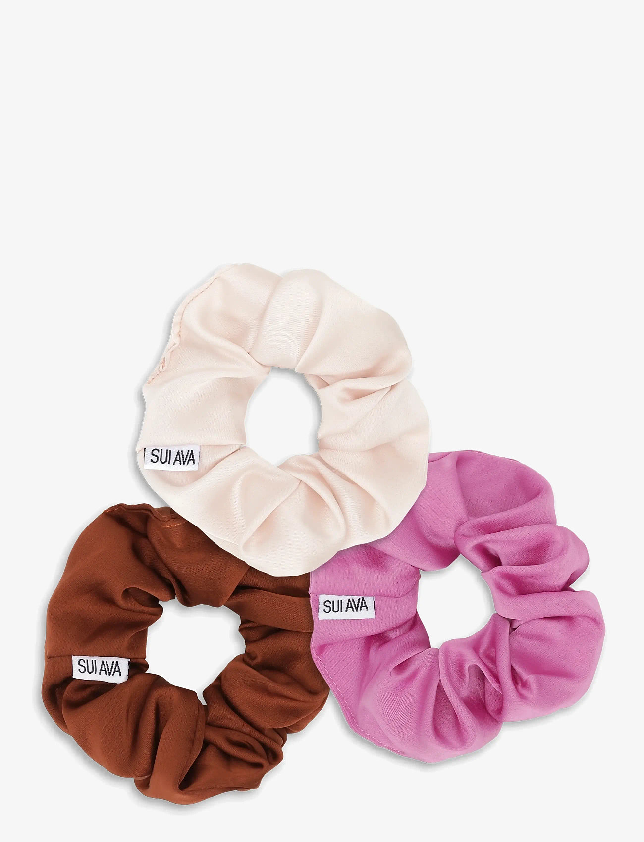 SUI AVA - 3-Pack Ribbon Scrunchies - scrunchies - brown // cream // fuchsia - 0